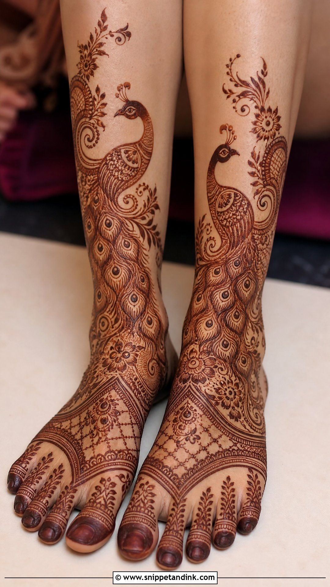 Peacock Bridal Leg Mehndi Design - Snippet and Ink - 20 Legs Bridal Mehndi Designs