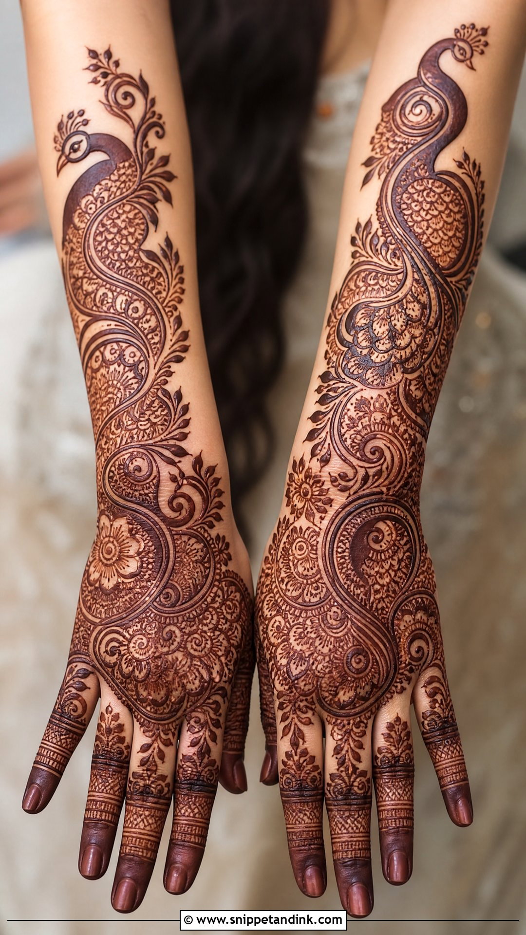 Peacock Bridal Mehndi Back Side - Snippet and Ink - 25 Bridal Mehndi Designs Back Side