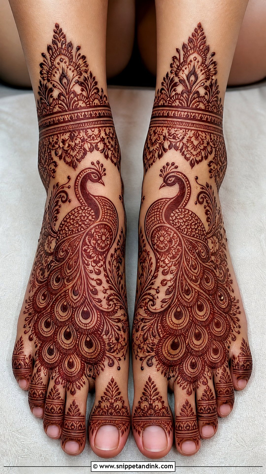 Peacock Bridal Mehndi Design For Feet - Snippet and Ink - 20 Bridal Mehndi Designs for Feet
