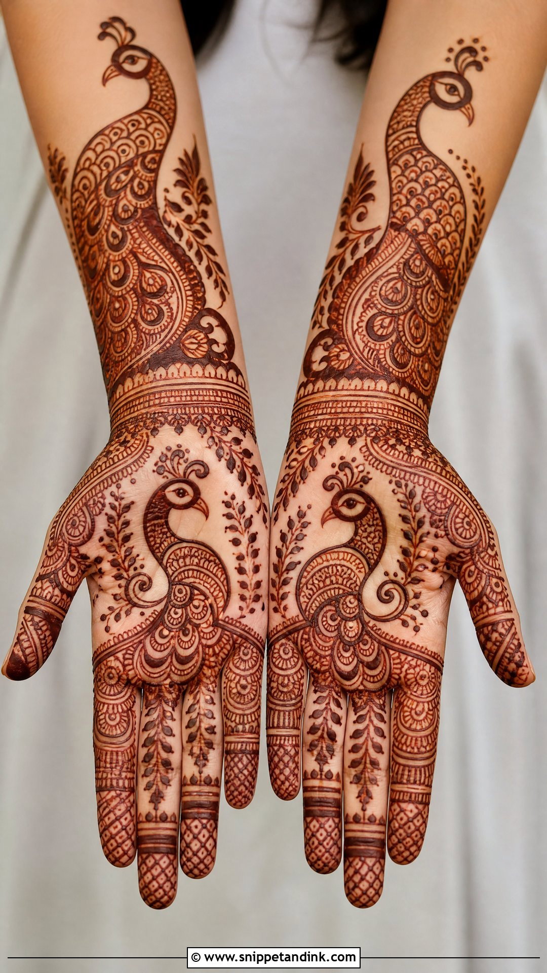 Peacock Bridal Mehndi Front Hand - Snippet and Ink - 20 Front Bridal Mehndi Designs