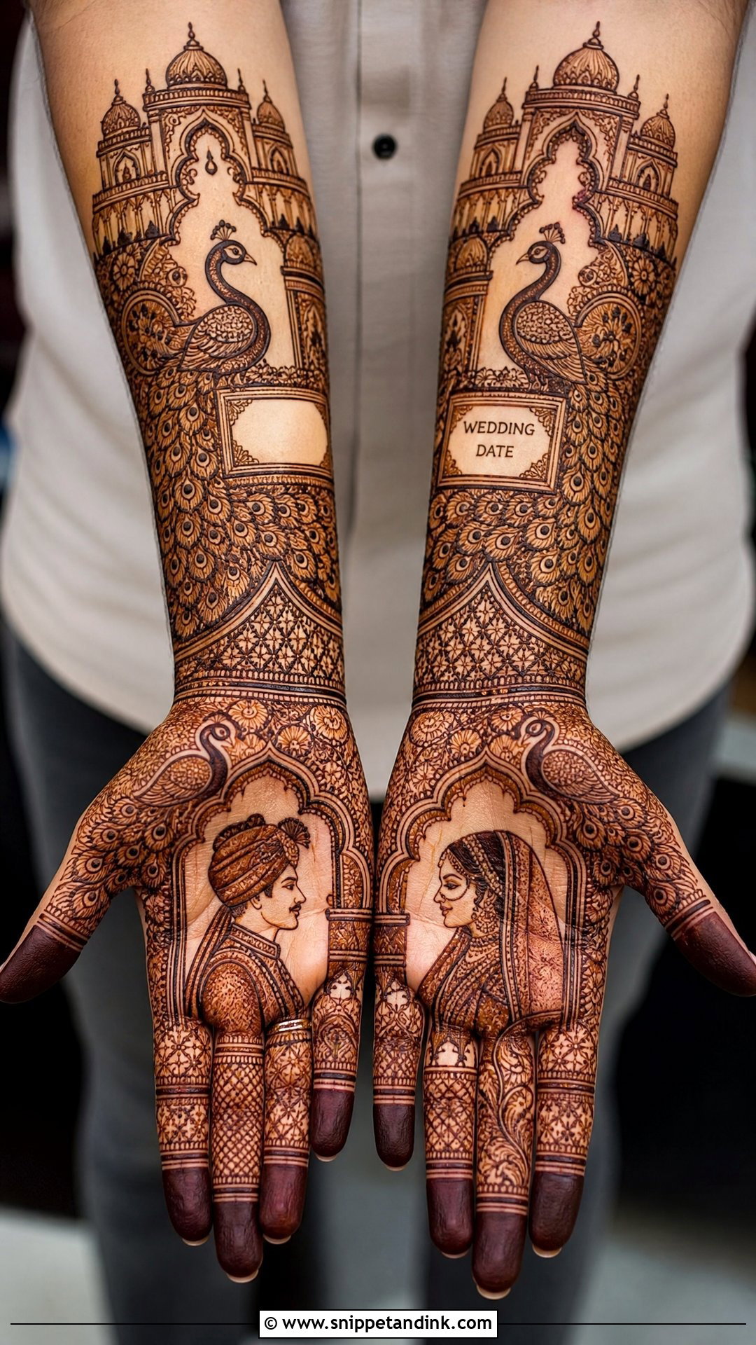 Peacock Bridal Mehndi With Bride And Groom - Snippet and Ink - 20 Peacock Bridal Mehndi Designs