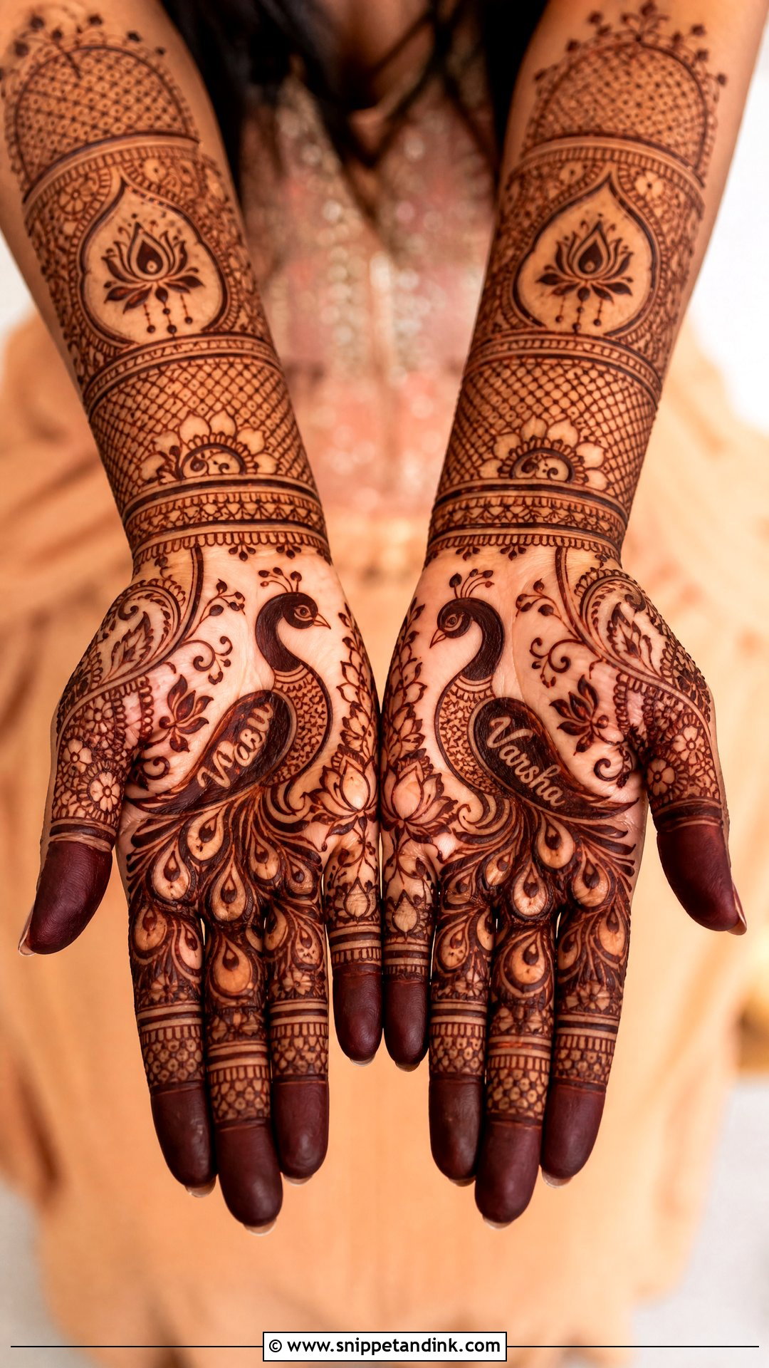 Peacock Bridal Name Mehndi Design - Snippet and Ink - 20 Bridal Name Mehndi Designs