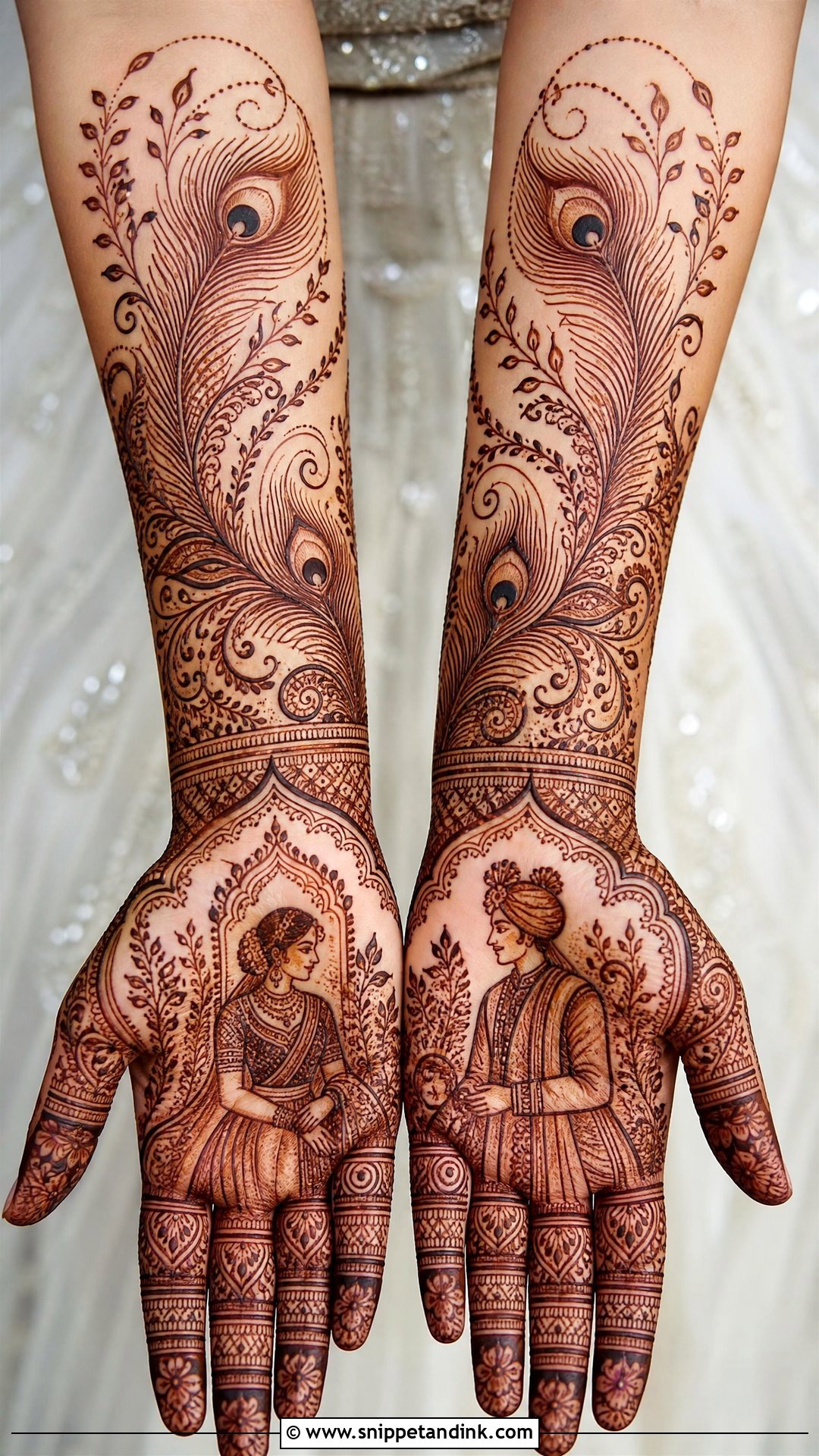 Peacock Bride Groom Mehndi Design - Snippet and Ink - 20 Bride Groom Mehndi Designs
