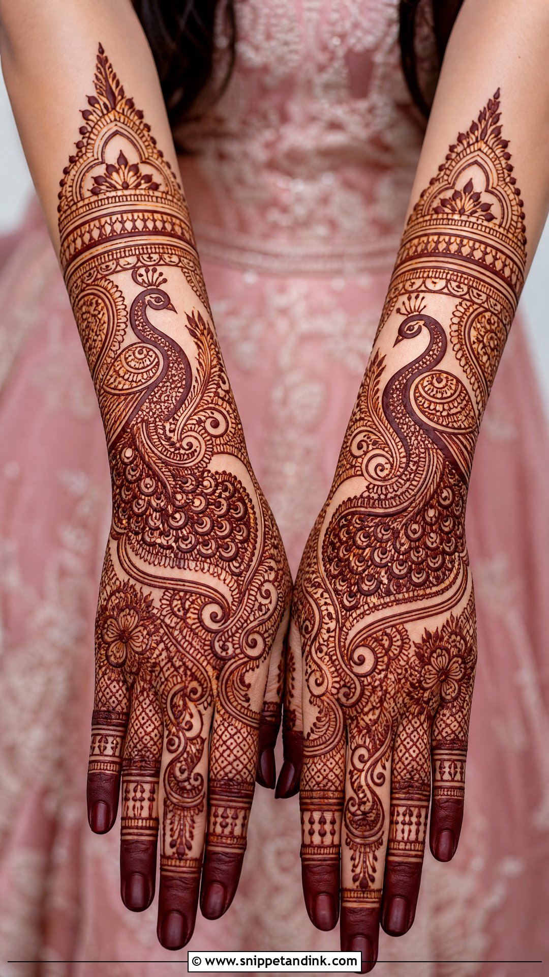 Peacock Dulhan Back Hand Mehndi Design - Snippet and Ink - 25 Dulhan Back Hand Mehndi Designs