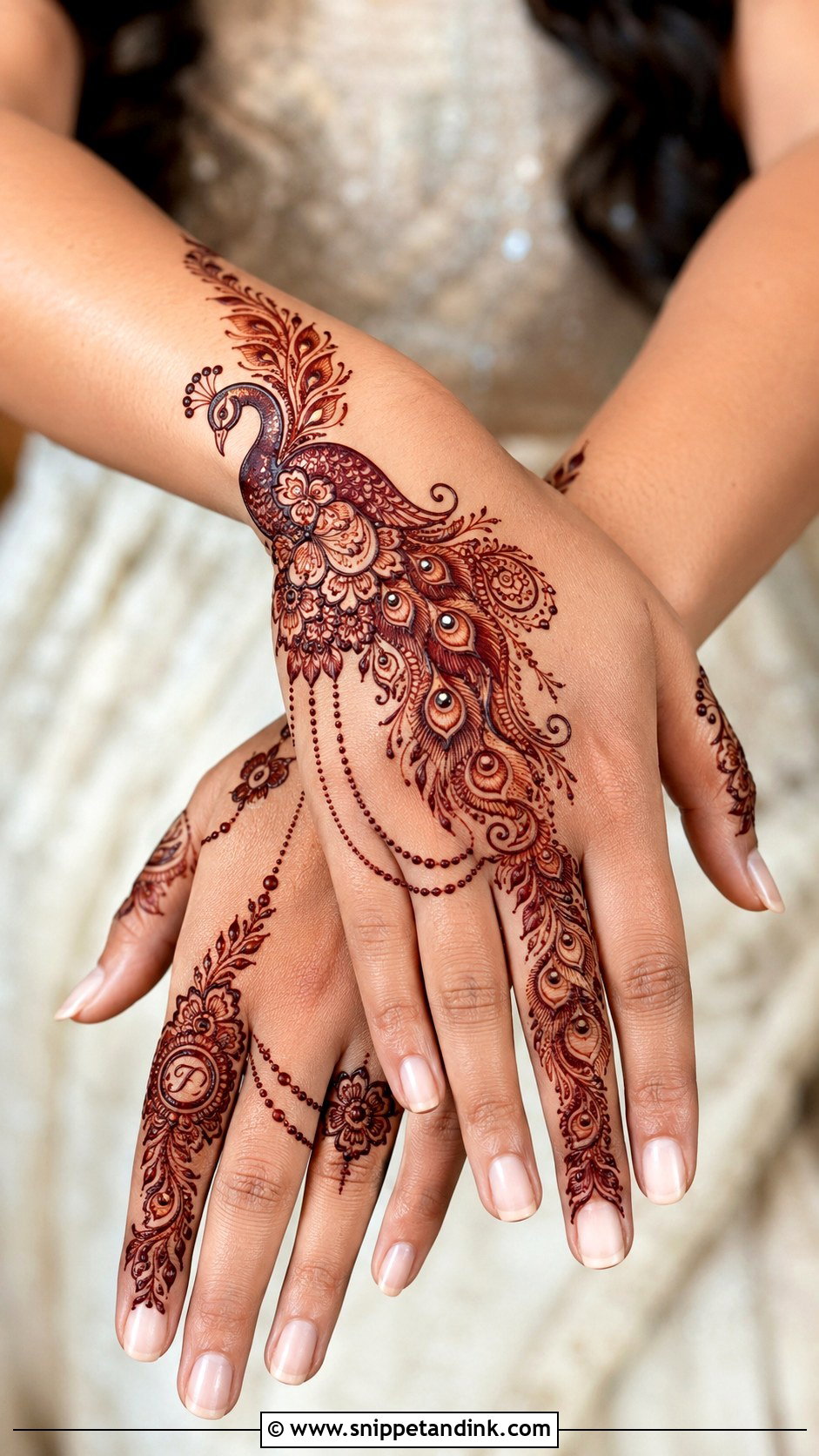 Peacock Engagement Mehndi Design - Snippet and Ink - 35 Peacock Mehndi Designs