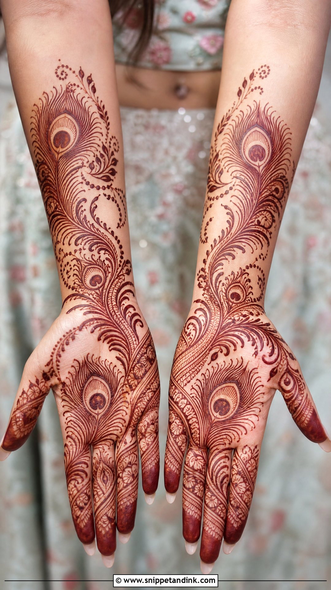 Peacock Feather Bridal Mehndi Design - Snippet and Ink - 20 Peacock Bridal Mehndi Designs