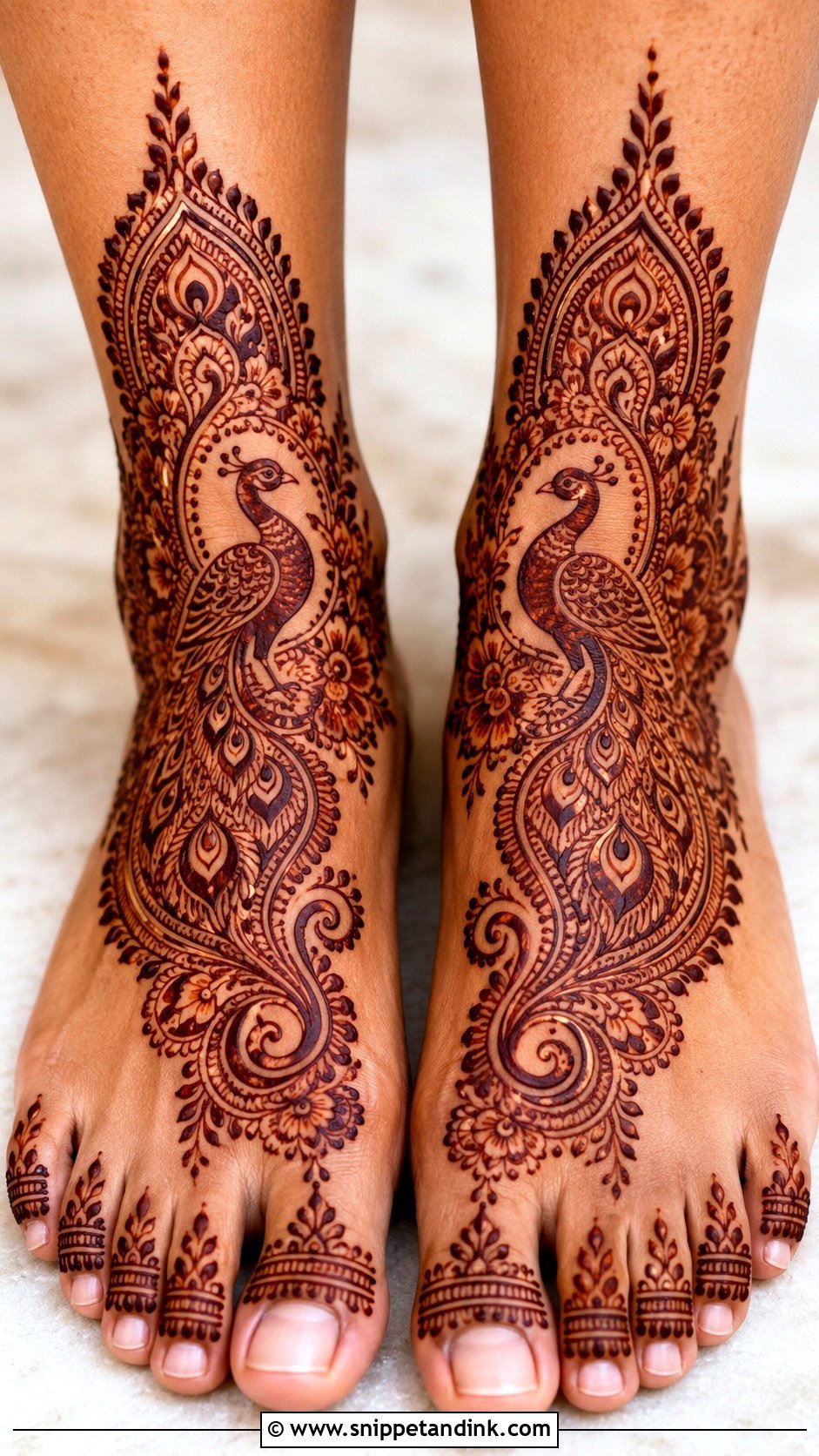 Peacock Feet Mehndi Design - Snippet and Ink - 35 Feet Mehndi Designs