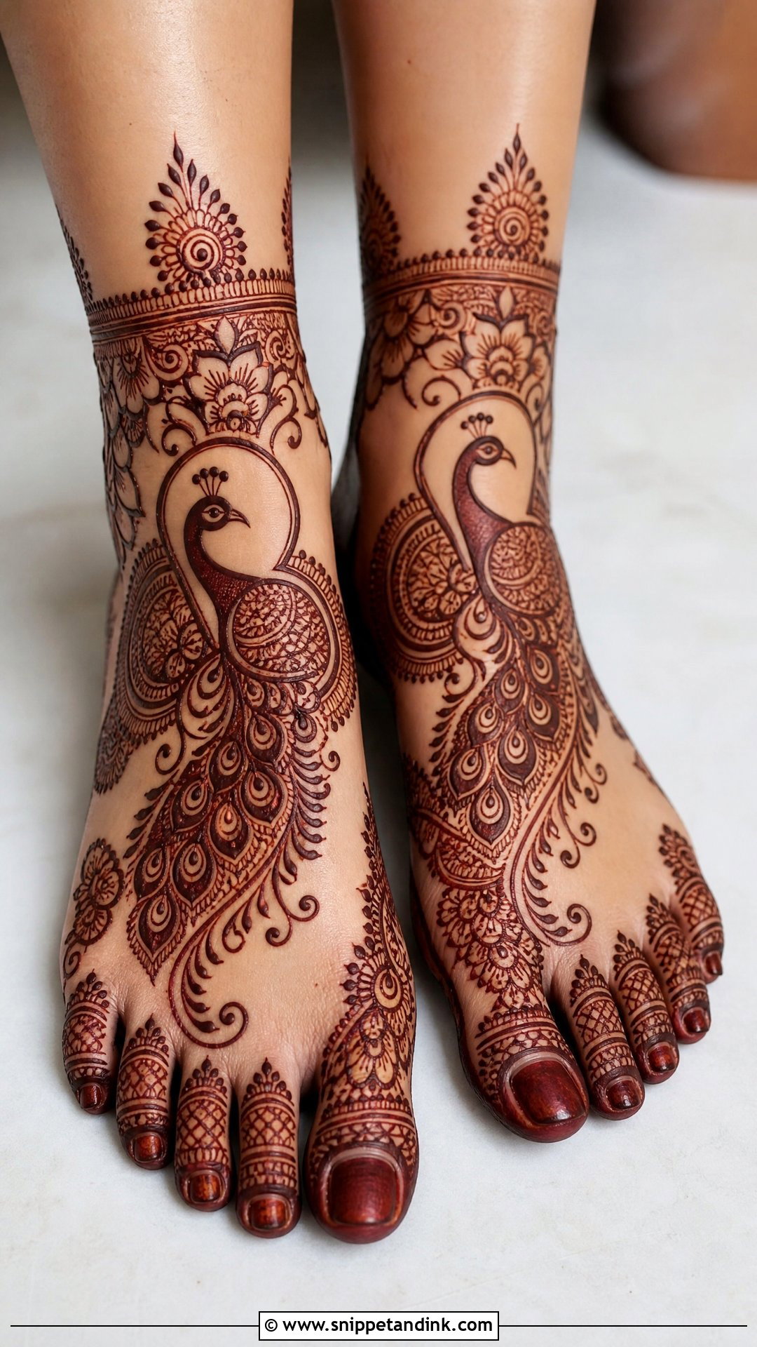Peacock Feet Mehndi Design - Snippet and Ink - 30 Unique Feet Mehndi Designs