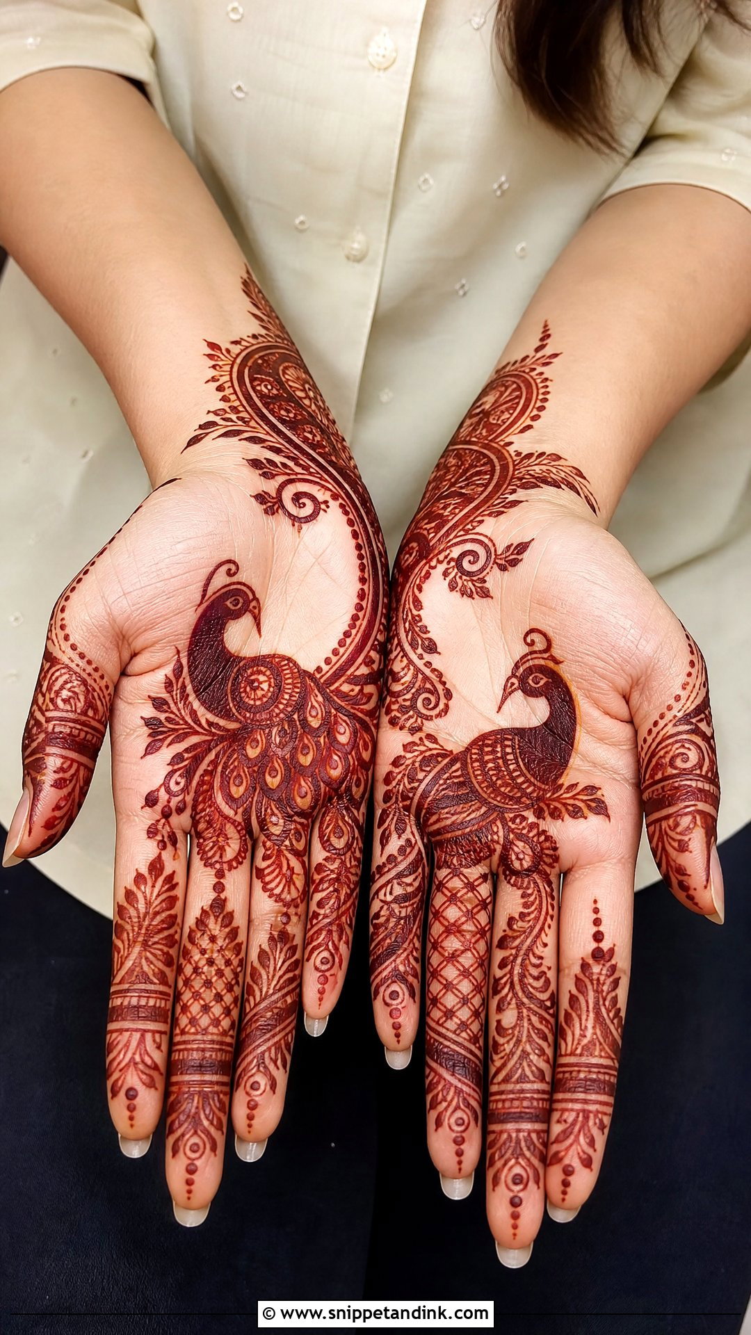 Peacock Finger Bridal Mehndi Design - Snippet and Ink - 20 Bridal Finger Mehndi Designs
