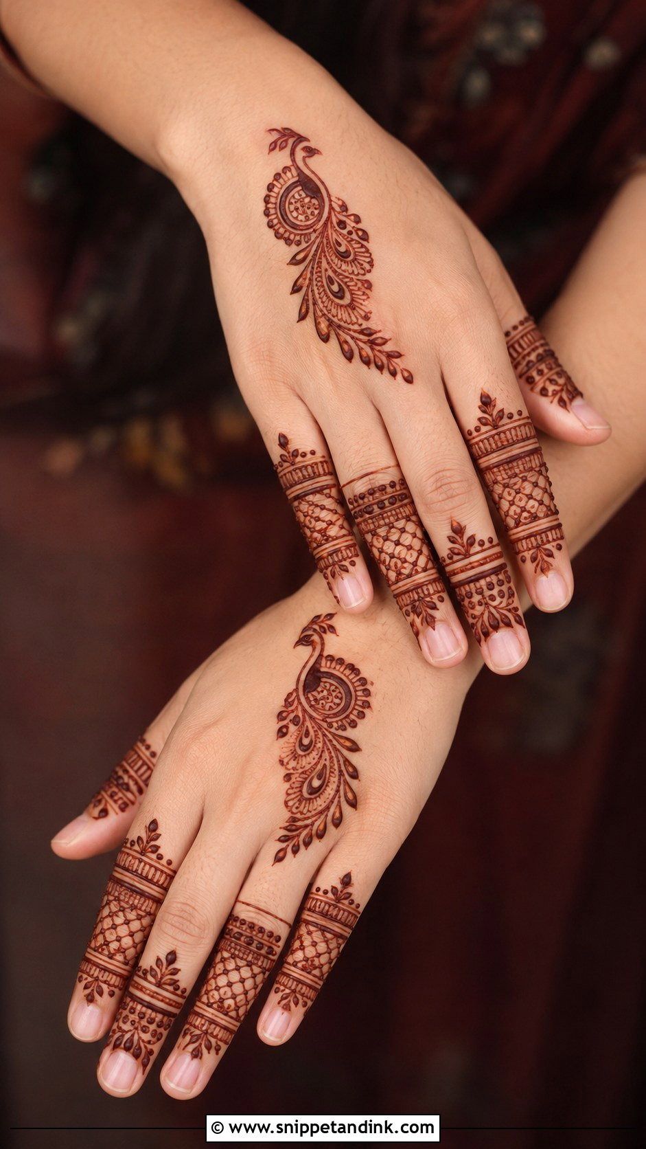 Peacock Finger Mehndi Design - Snippet and Ink - 35 Peacock Mehndi Designs