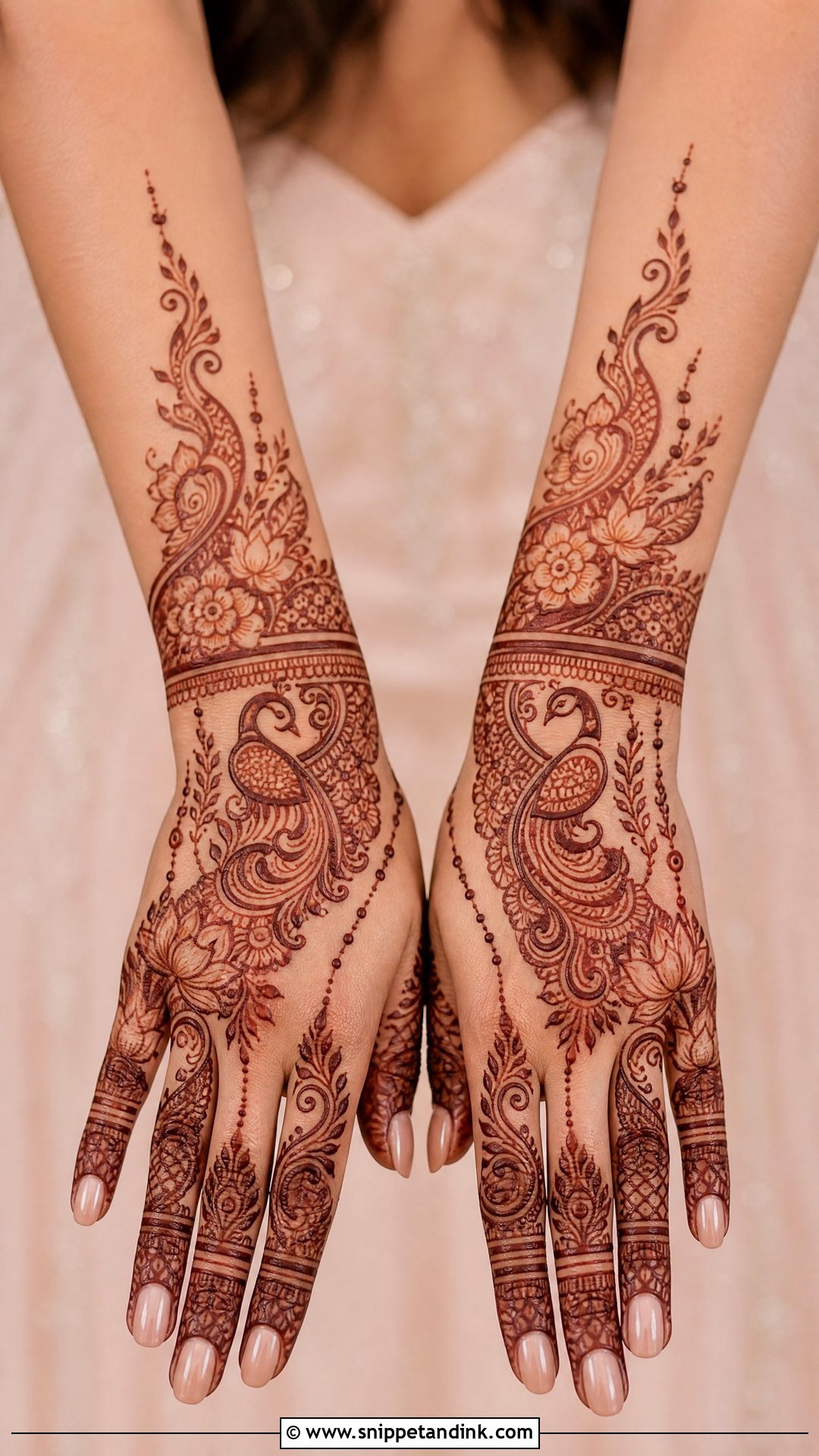 Peacock Floral Bridal Mehndi Design - Snippet and Ink - 20 Peacock Bridal Mehndi Designs