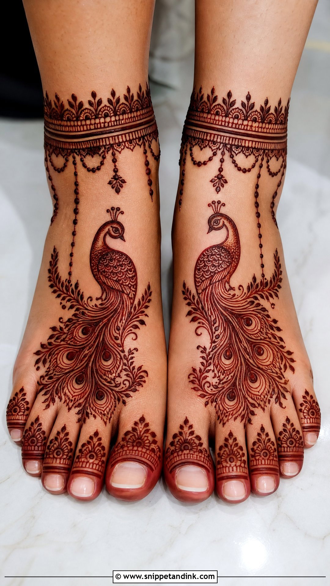 Peacock Foot Bridal Mehndi Design - Snippet and Ink - 20 Peacock Bridal Mehndi Designs