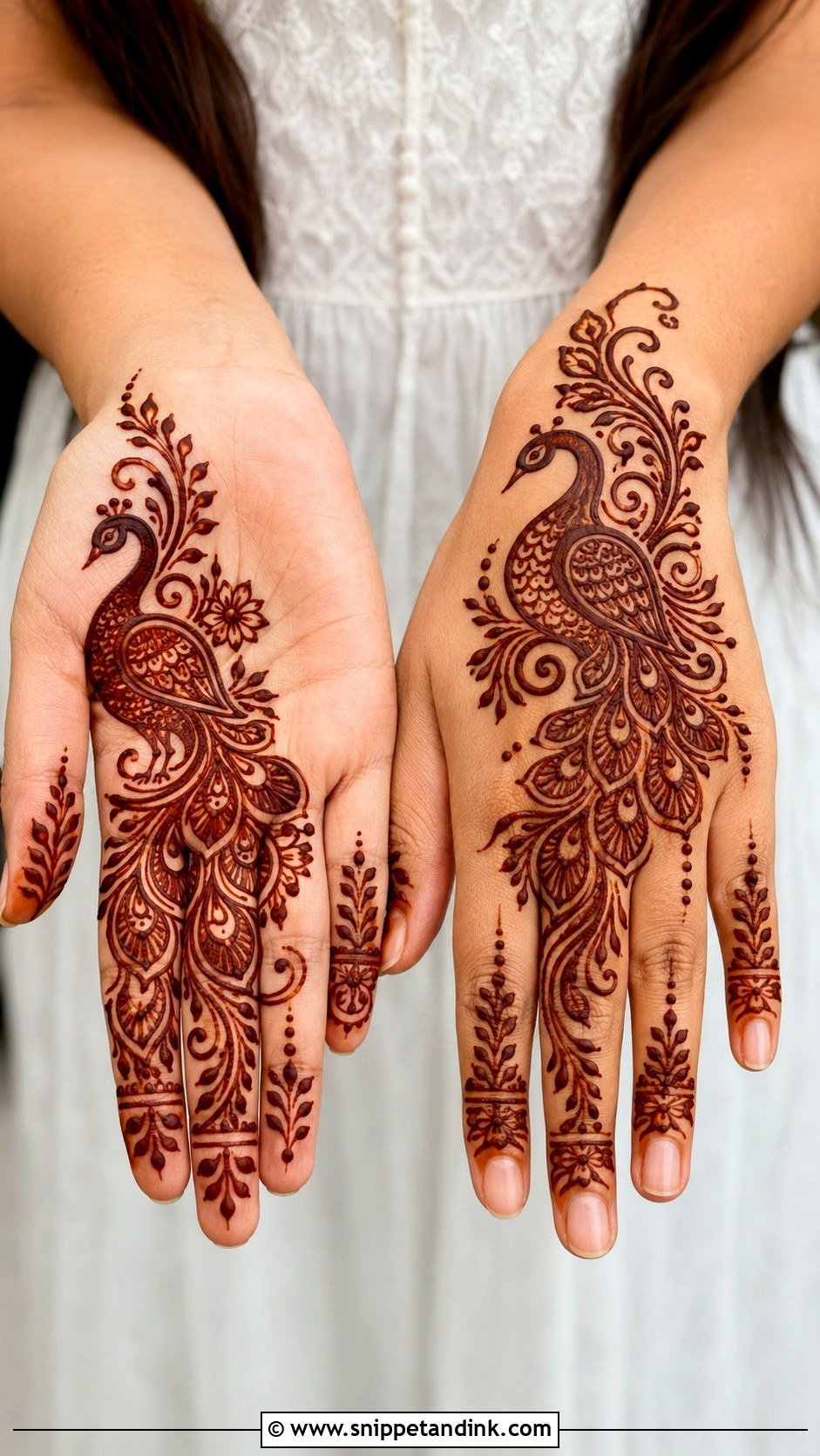 Peacock Half Hand Mehndi Design - Snippet and Ink - 35 Half Hand Mehndi Design Ideas