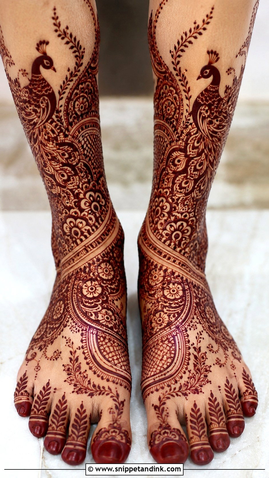 Peacock Leg Mehndi Design - Snippet and Ink - 35 Leg Mehndi Design Ideas