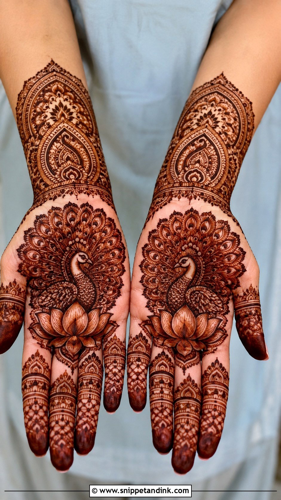 Peacock Lotus Mehndi Design - Snippet and Ink - 35 Peacock Mehndi Designs
