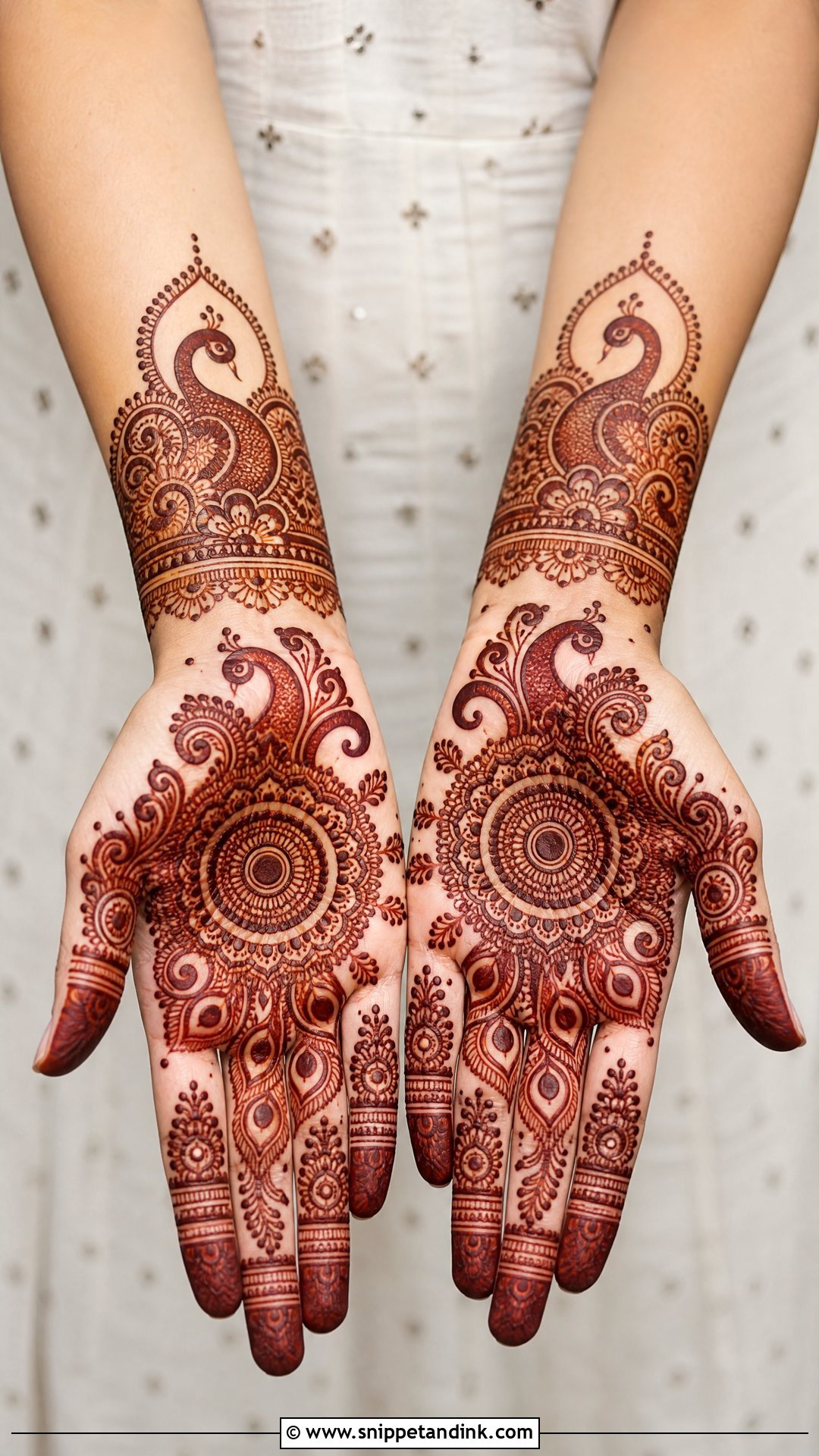 Peacock Mandala Bridal Mehndi Design - Snippet and Ink - 20 Peacock Bridal Mehndi Designs