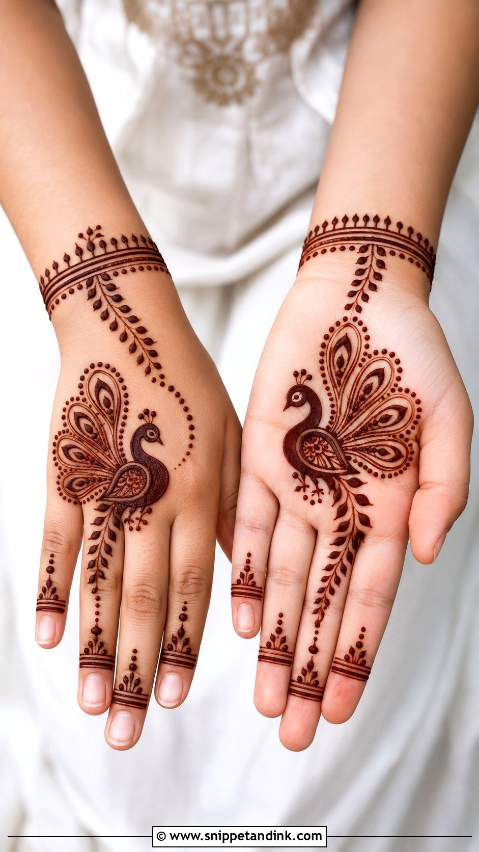Peacock Mehndi Design For Kids - Snippet and Ink - 30 Kids Children Mehndi Designs