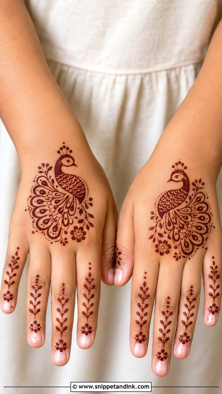 Peacock Mehndi Design For Kids - Snippet and Ink - 30 Cute Mehndi Designs for Kids