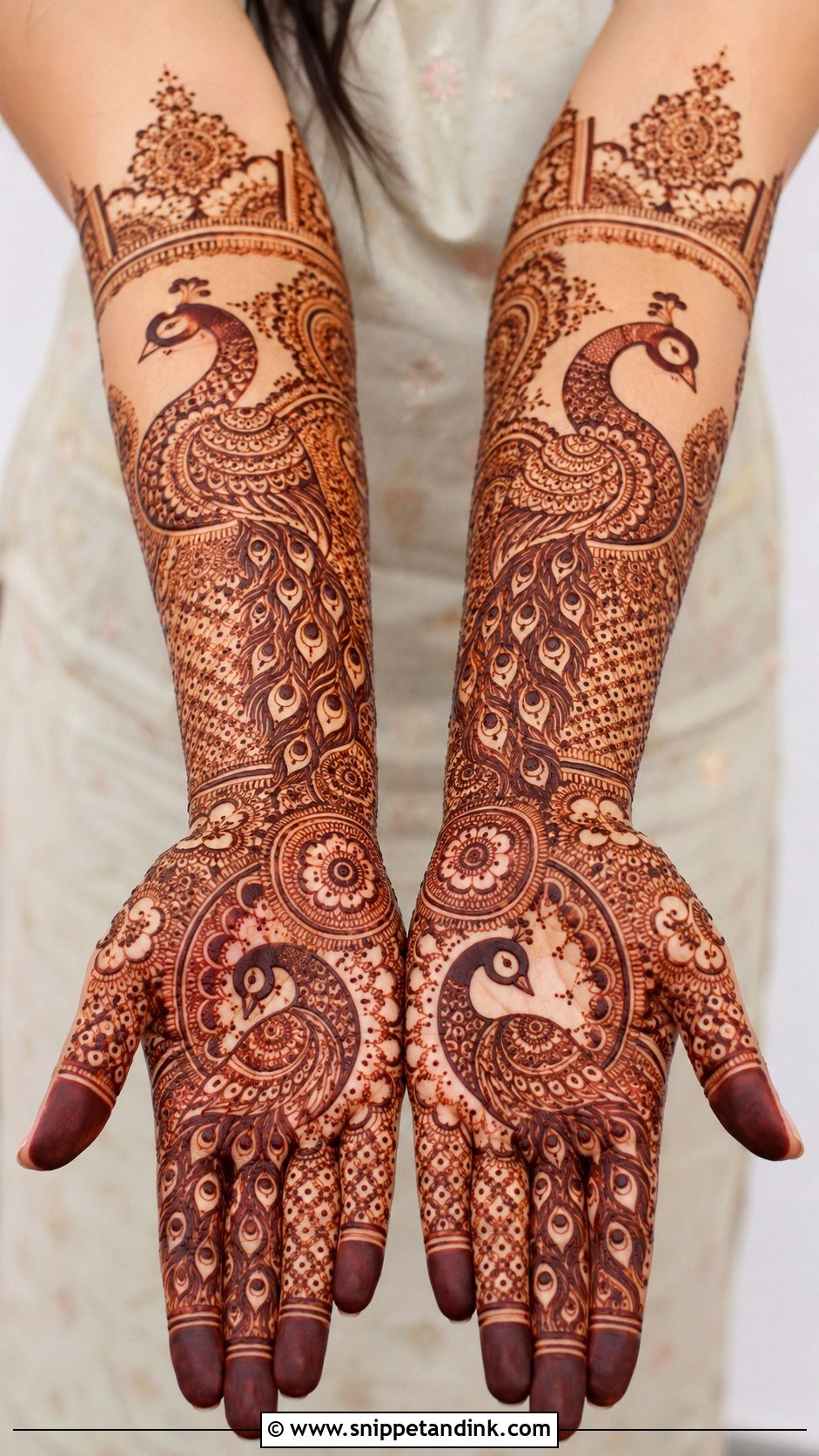 Peacock Mehndi Design Full Hand - Snippet and Ink - 35 Mehndi Designs Book