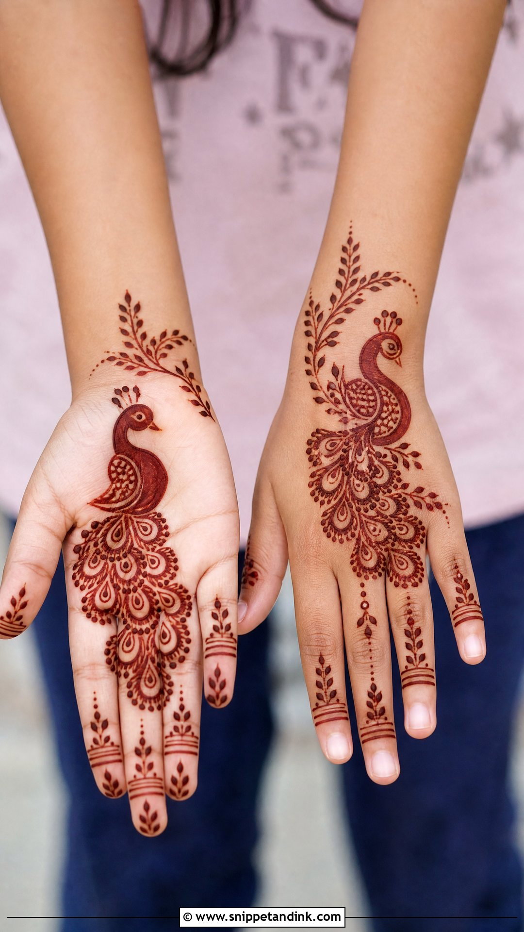 Peacock Mehndi Design for Children - Snippet and Ink - 30 Mehndi Designs for Children