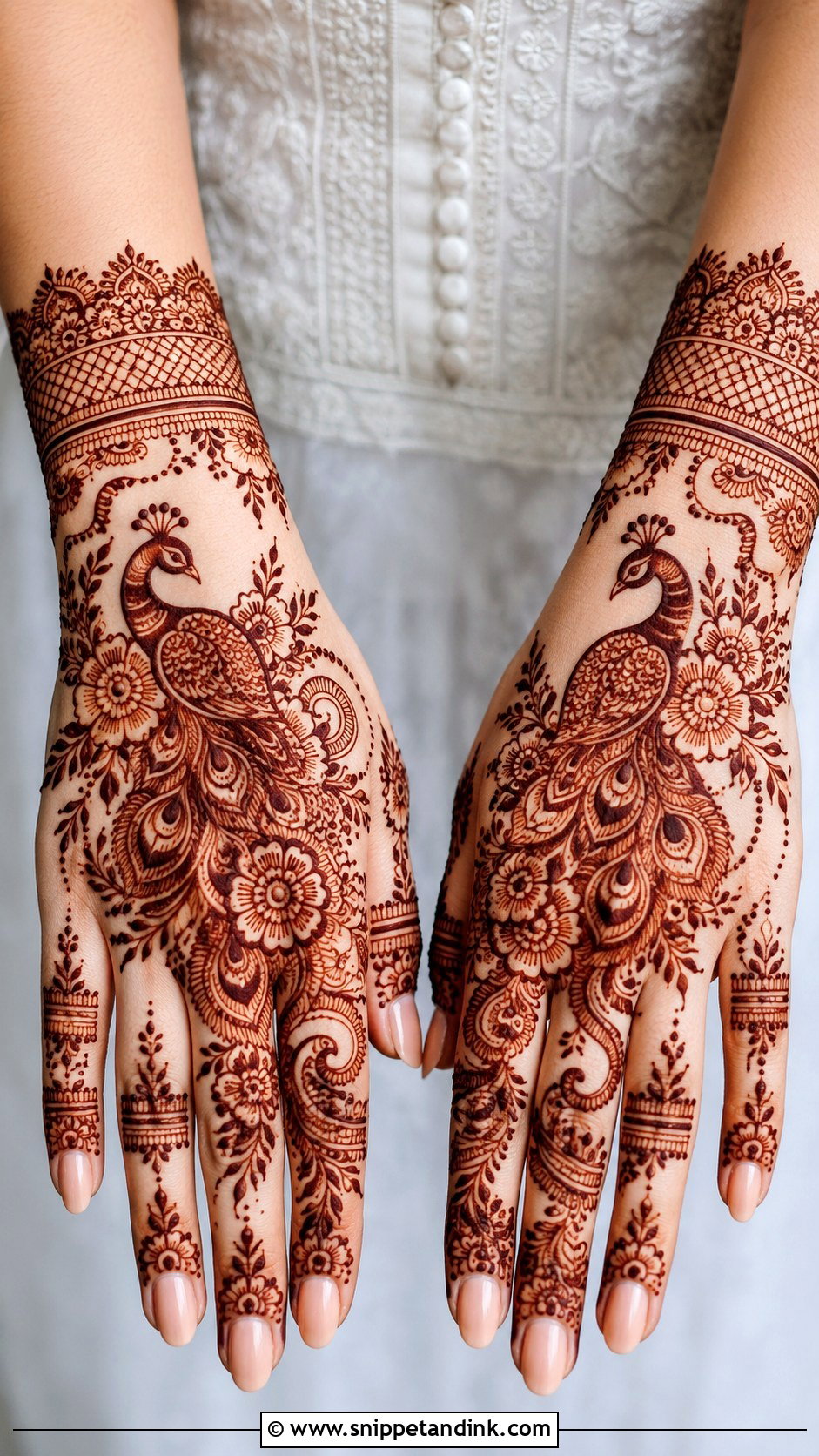 Peacock Negative Space Mehndi Design - Snippet and Ink - 35 Peacock Mehndi Designs