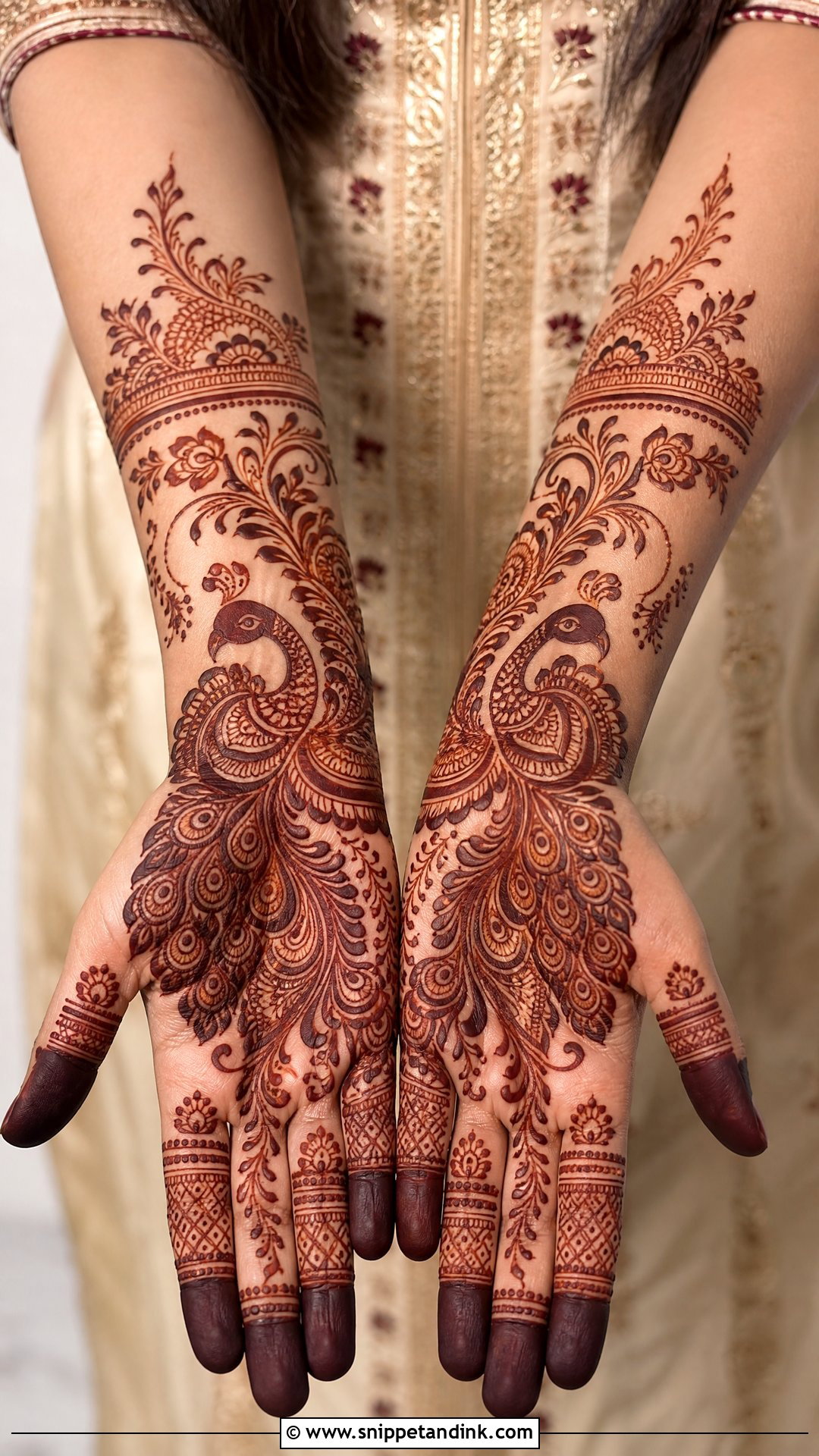 Peacock Sister Wedding Mehndi Design - Snippet and Ink - 20 Sister Wedding Mehndi Designs