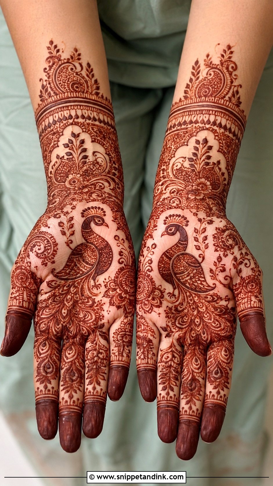 Peacock Teej Mehndi Design - Snippet and Ink - 35 Peacock Mehndi Designs