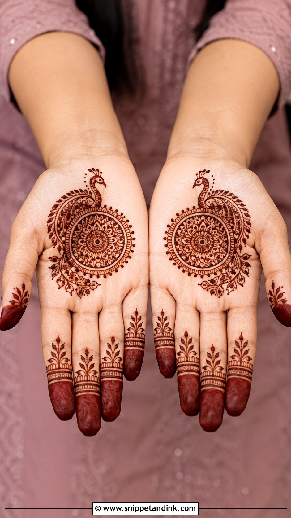 Peacock Tikka Mehndi Design - Snippet and Ink - 35 Peacock Mehndi Designs