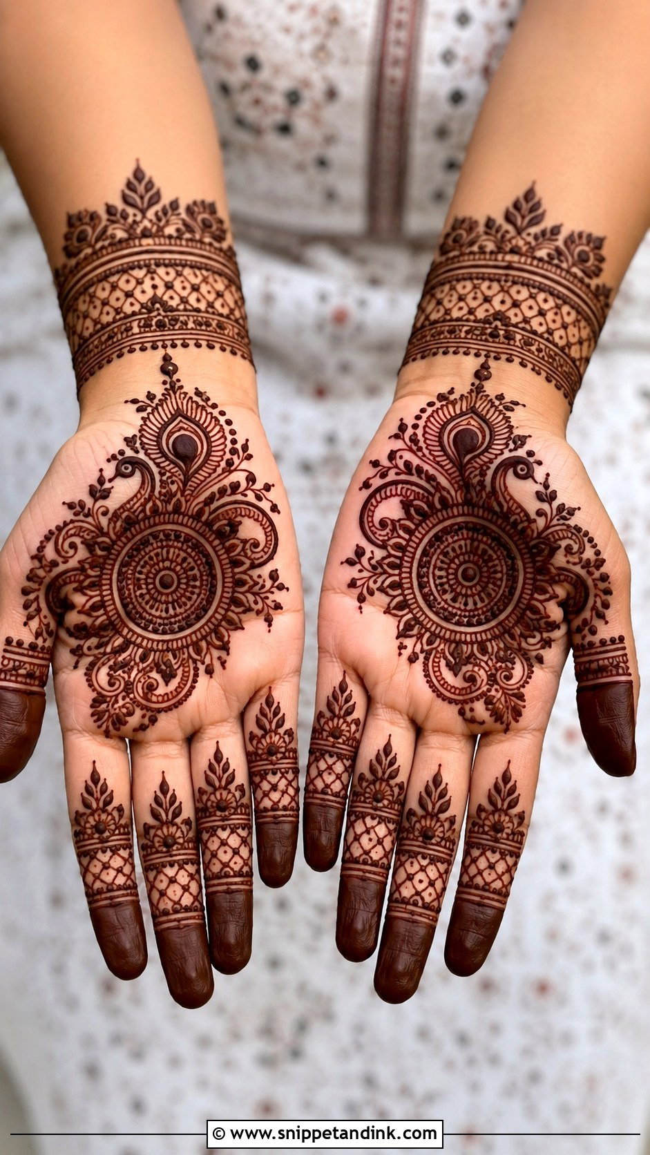 Peacock Tikki Mehndi Design - Snippet and Ink - 35 Tikki Mehndi Design Ideas