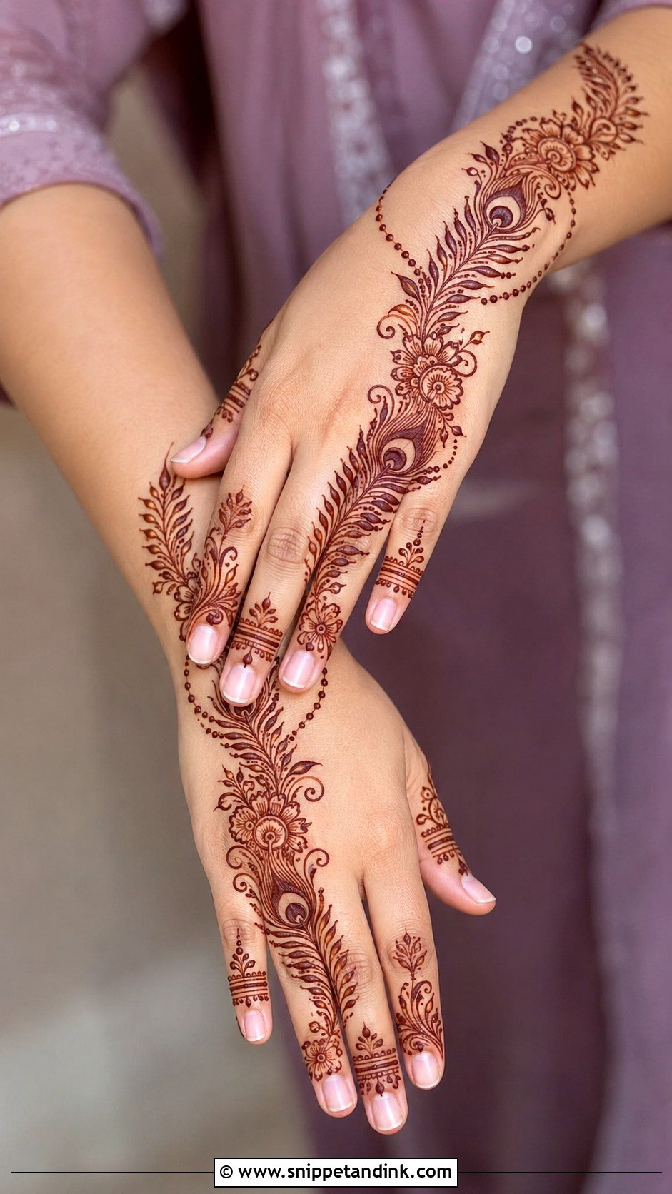 Peacock Trail Mehndi Design - Snippet and Ink - 35 Peacock Mehndi Designs