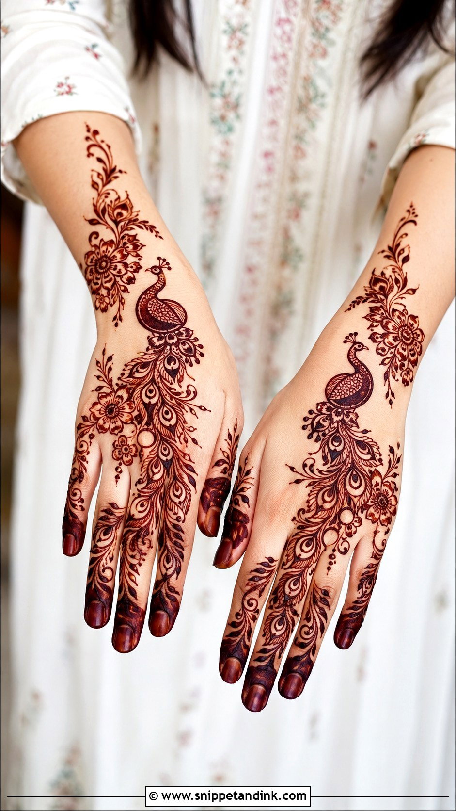 Peacock Vine Mehndi Design - Snippet and Ink - 35 Peacock Mehndi Designs