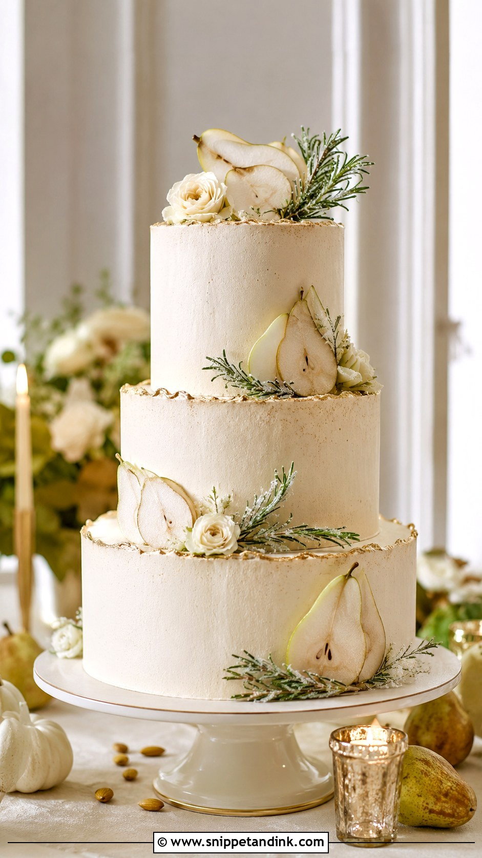 Pear Almond Wedding Cake - Snippet and Ink - 25 Thanksgiving Wedding Cake Ideas