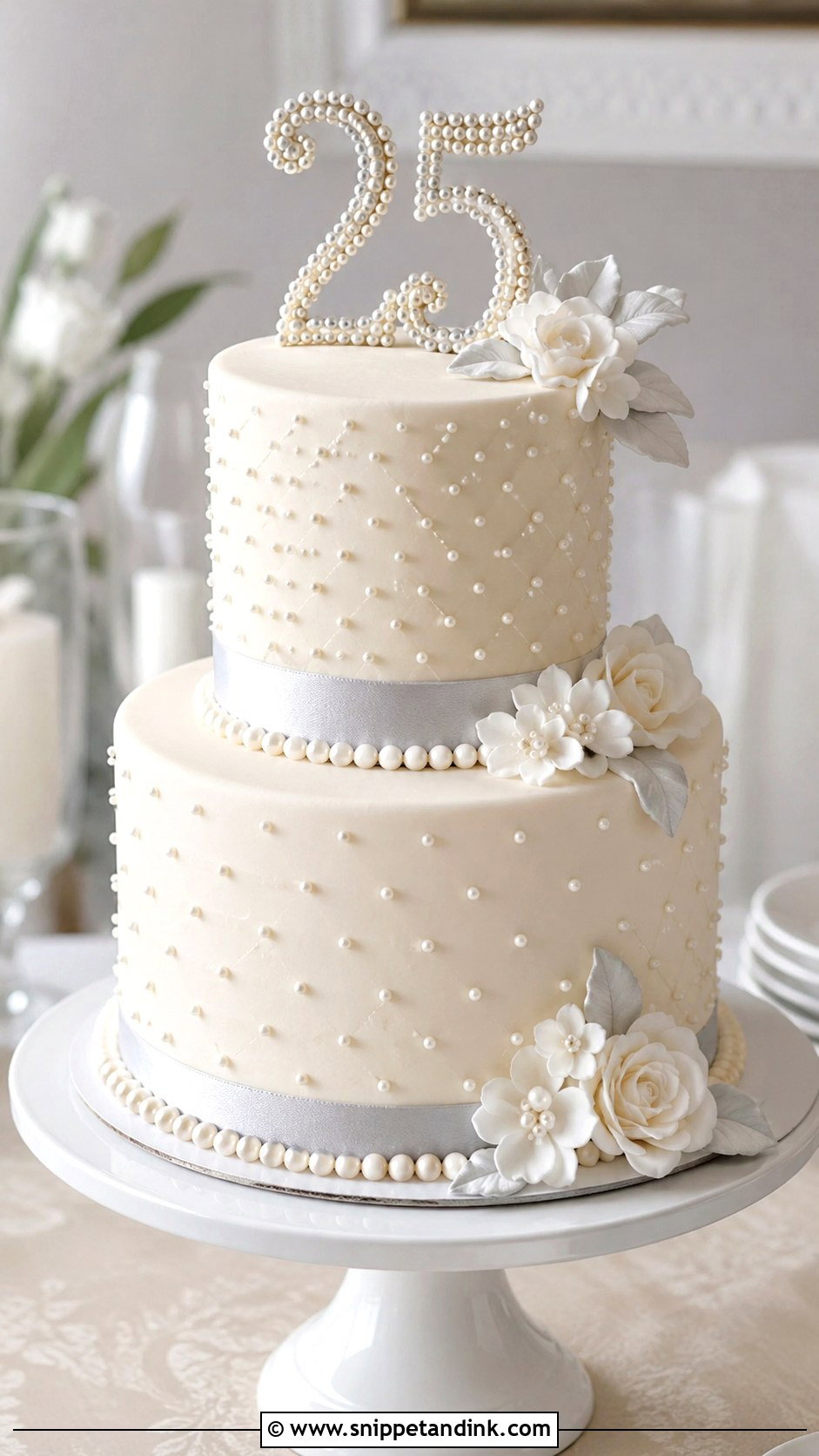 Pearl 25th Anniversary Cake - Snippet and Ink - 20 25th Anniversary Cake Design Ideas