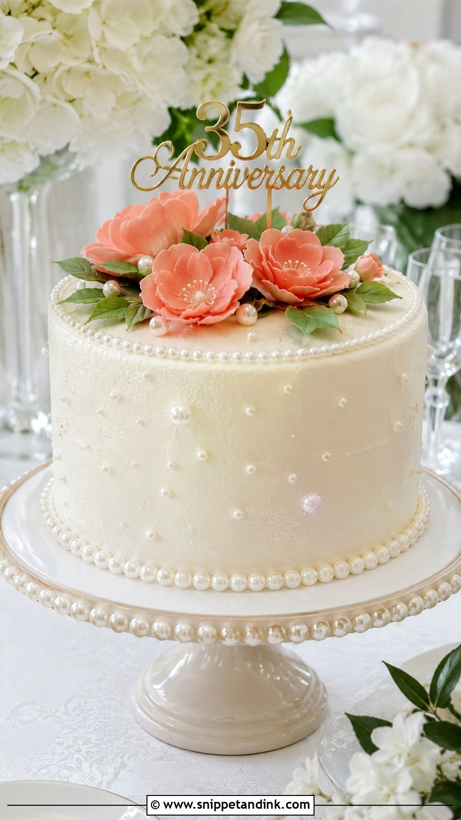 Pearl 35th Wedding Anniversary Cake - Snippet and Ink - 20 35th Wedding Anniversary Cake Ideas