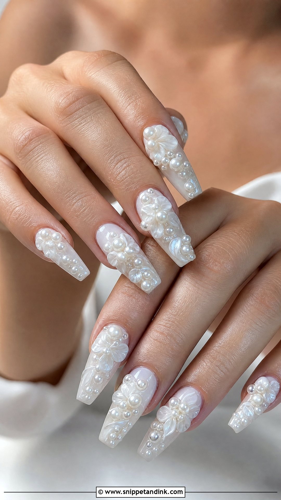 Pearl 3D Wedding Nails - Snippet and Ink - 25 Wedding Nails with Pearls