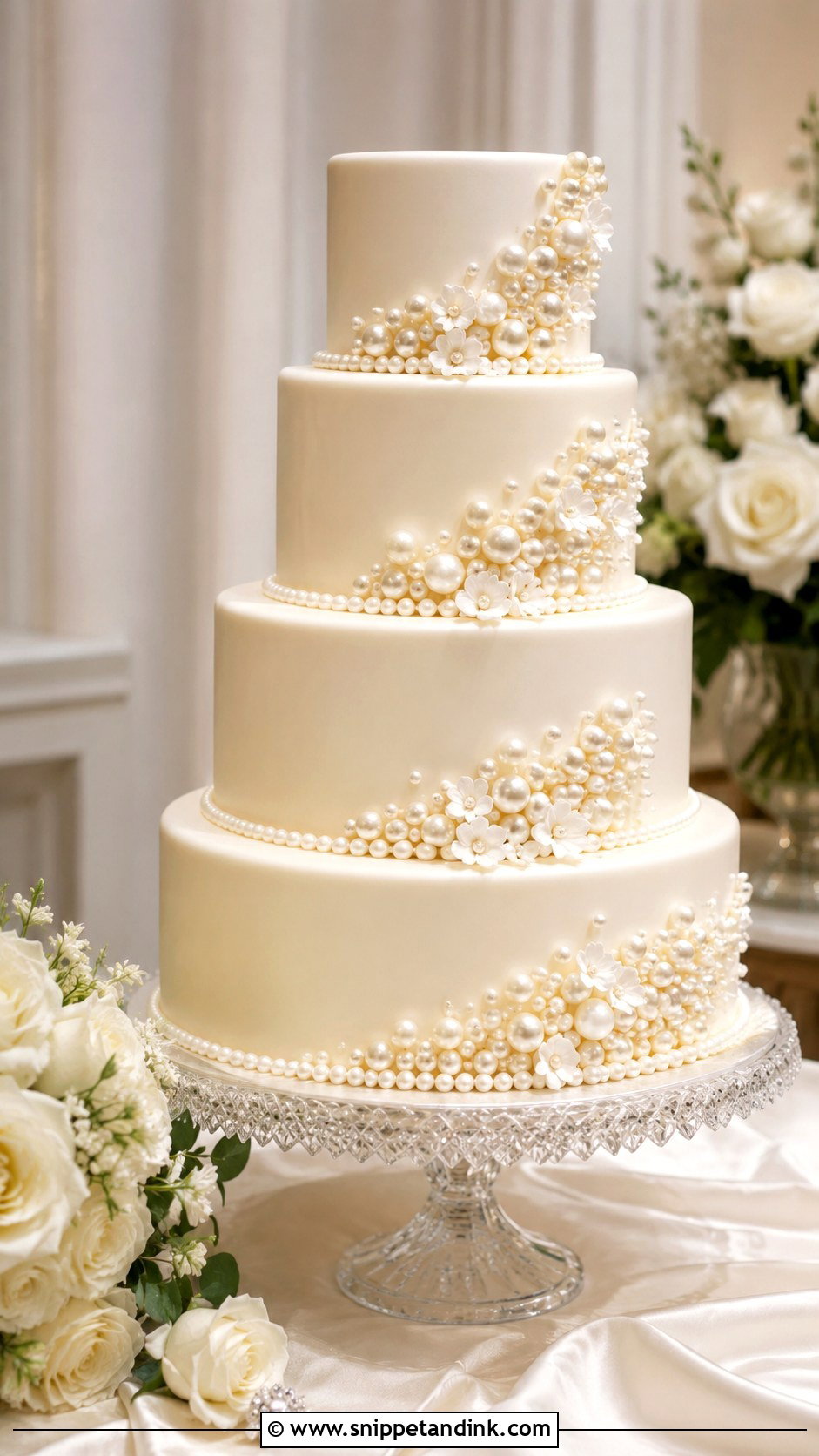 Pearl 4 Tier Wedding Cake - Snippet and Ink - 20 Elegant 4 Tier Wedding Cakes