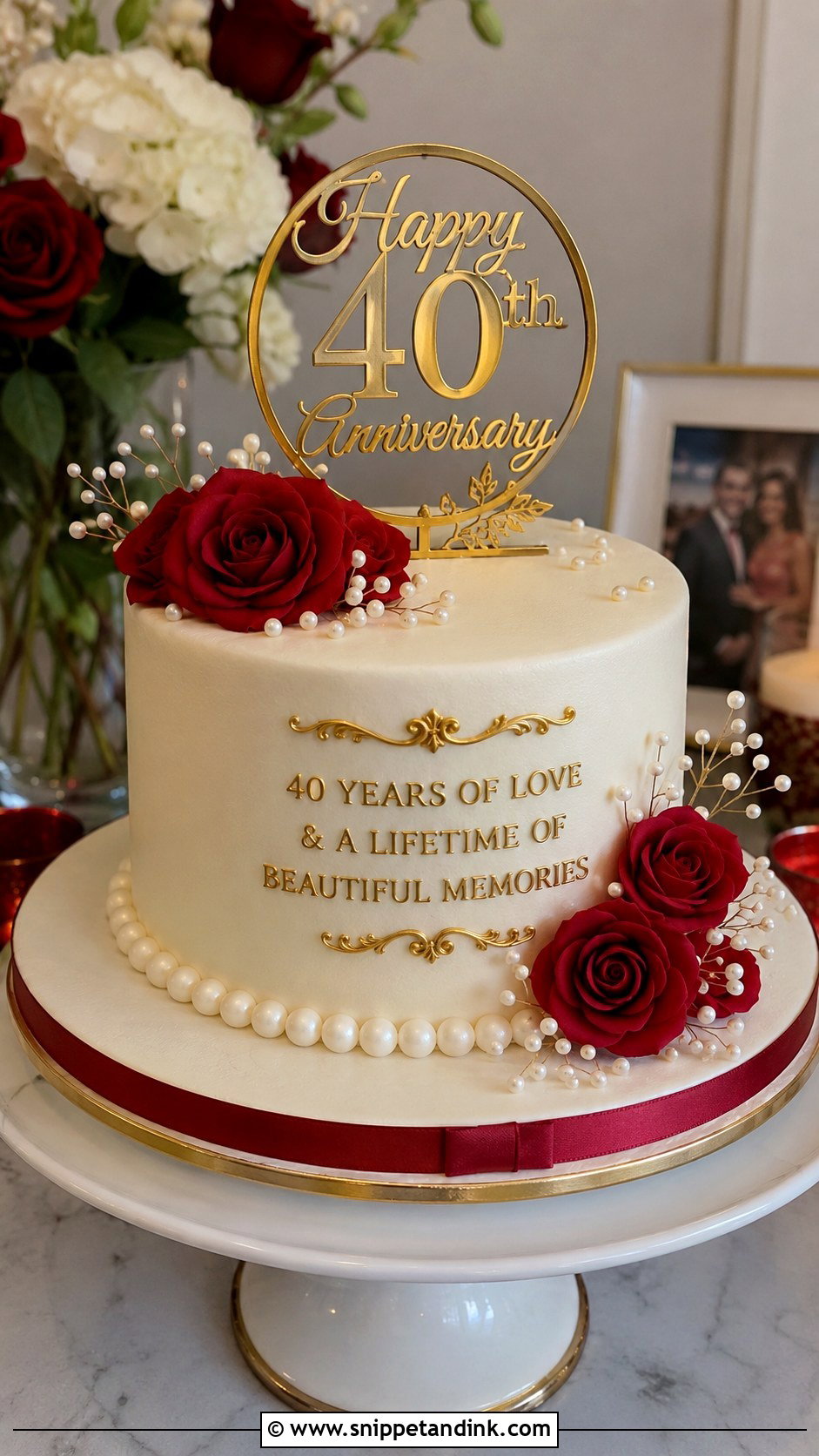 Pearl 40th Anniversary Cake - Snippet and Ink - 20 40th Anniversary Cake for Parents