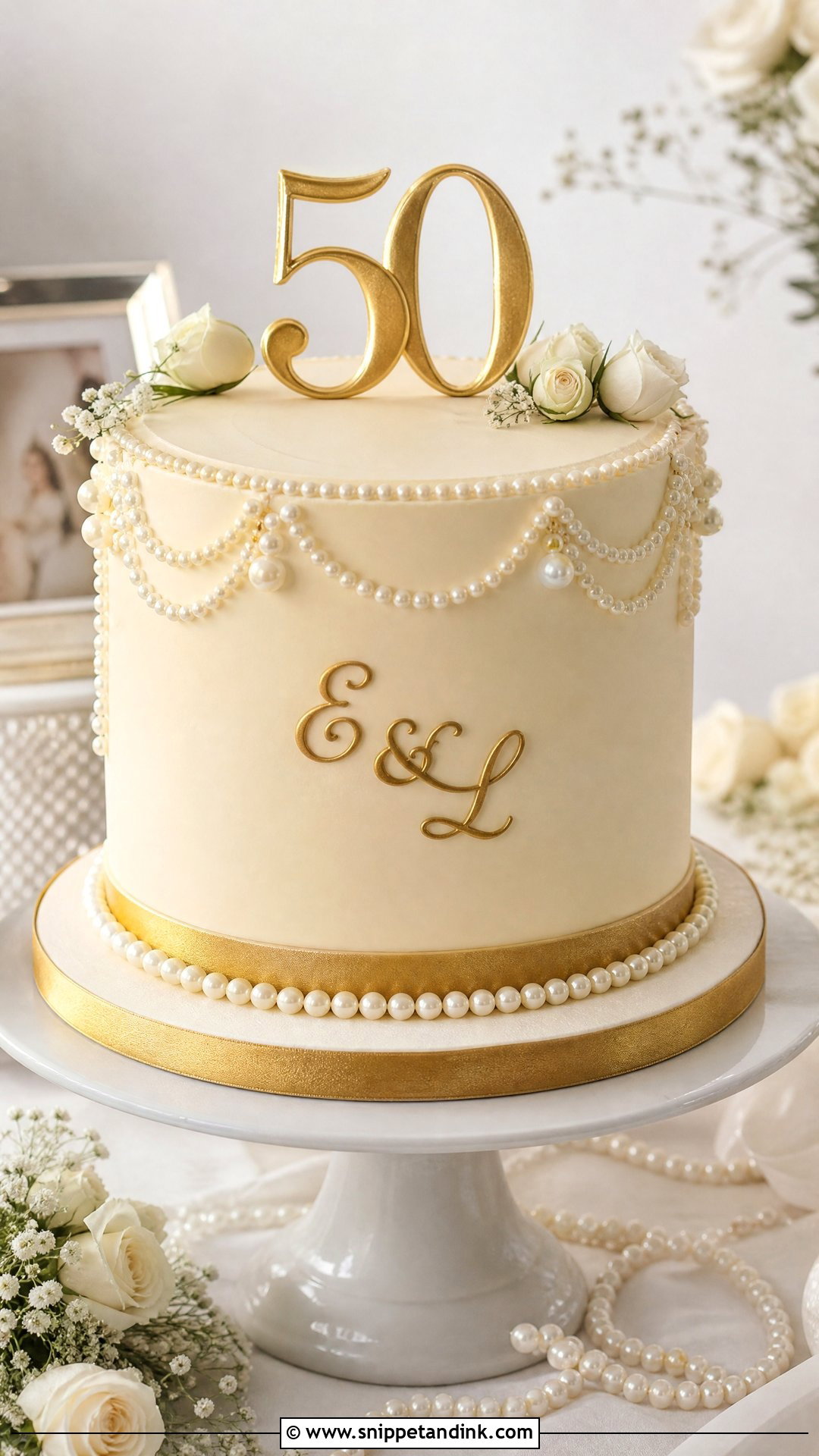 Pearl 50th Anniversary Cake - Snippet and Ink - 25 50th Wedding Anniversary Cakes