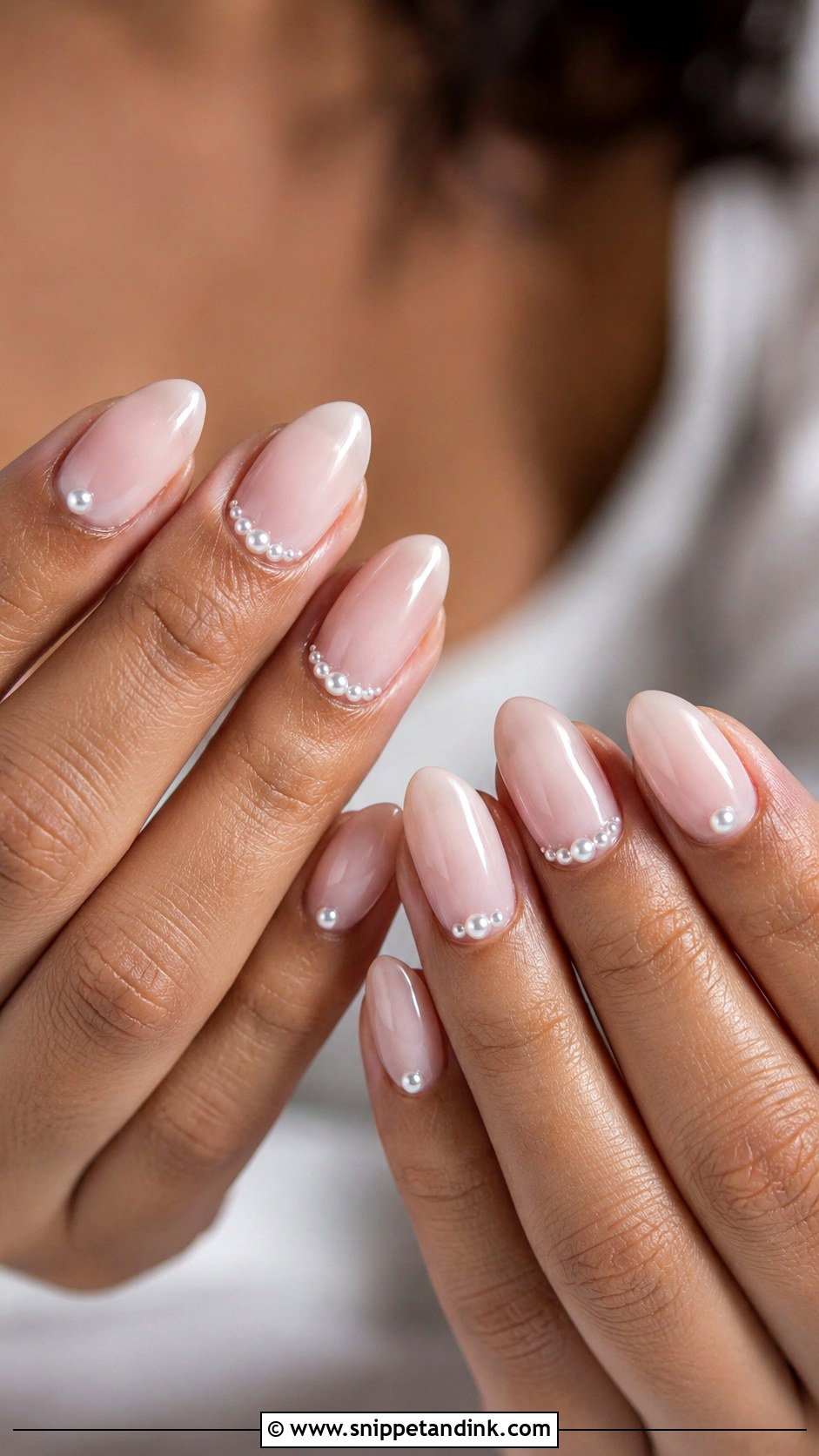 Pearl Accent Almond Wedding Nails - Snippet and Ink - 20 Almond Shape Wedding Nails for Bride