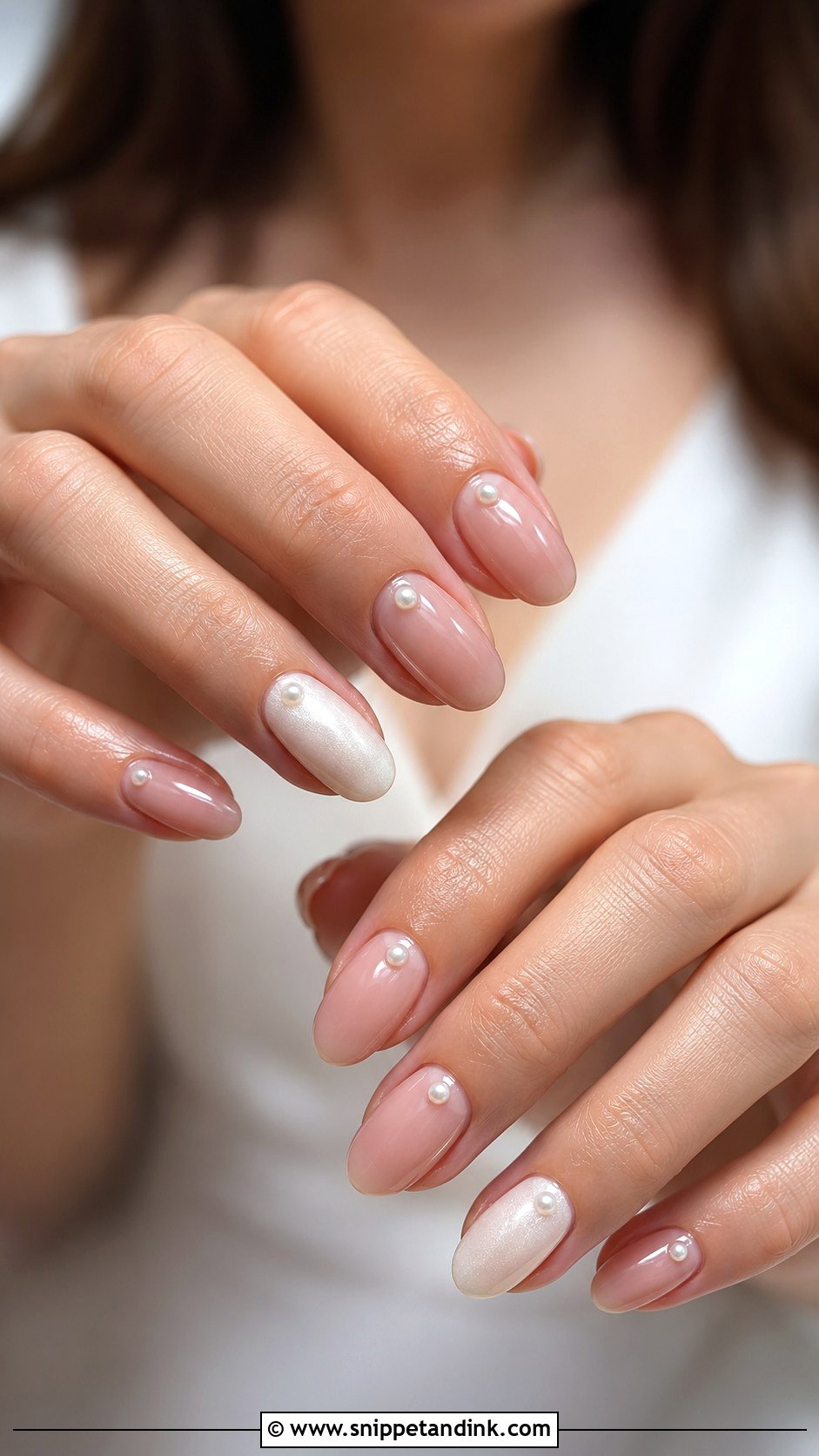Pearl Accent Bridal Gel Nails - Snippet and Ink - 20 Bridal Gel Nails Wedding