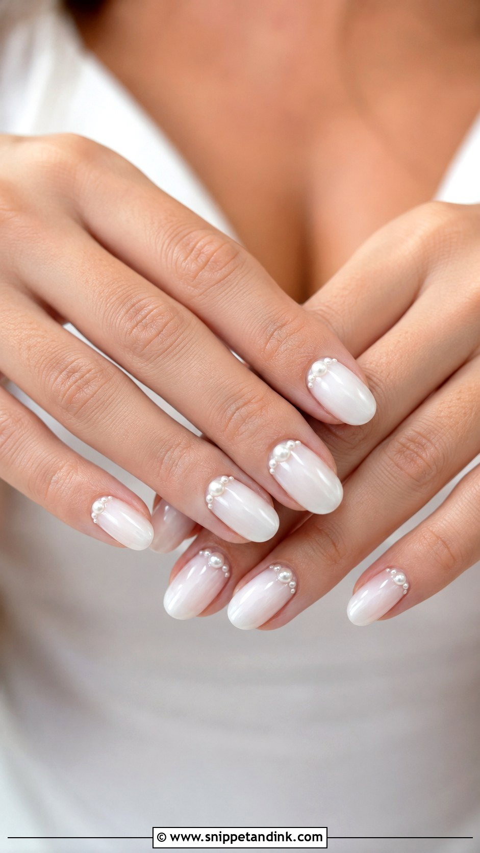 Pearl Accent Bridal Nail Extensions - Snippet and Ink - 30 Bridal Nail Extension Designs