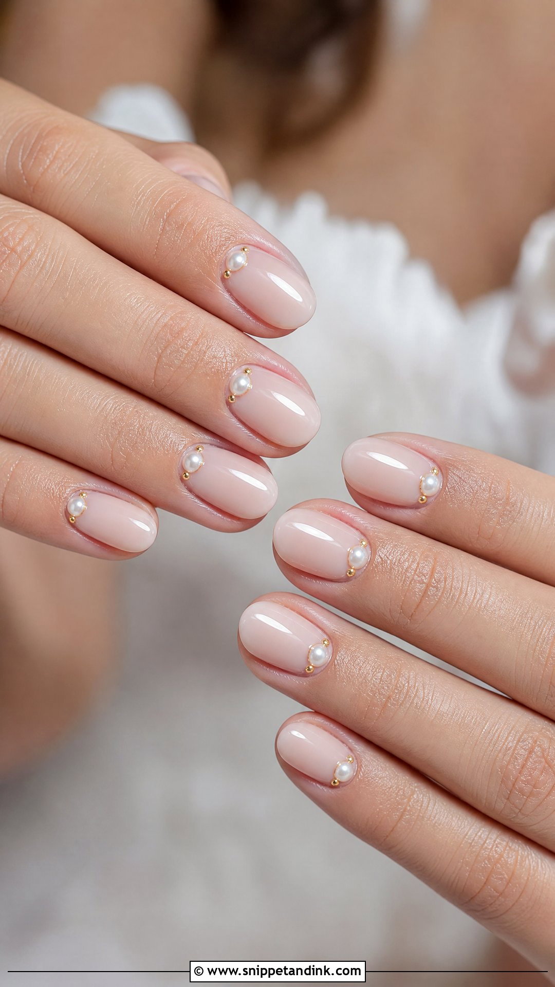 Pearl Accent Bridal Nails - Snippet and Ink - 25 Bridal Nails Ideas