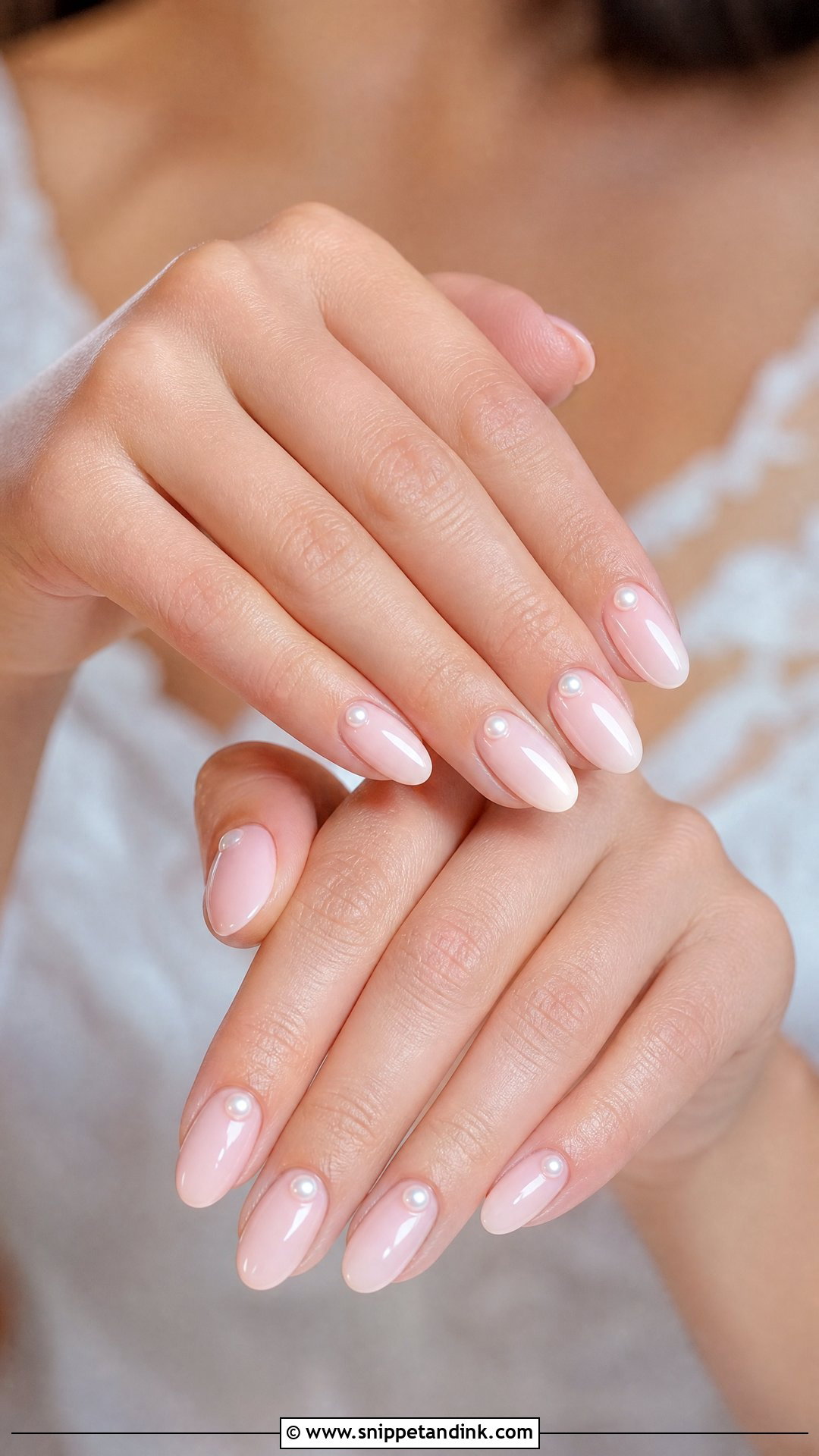 Pearl Accent Bridal Nails - Snippet and Ink - 25 Simple Bridal Wedding Nails for Bride