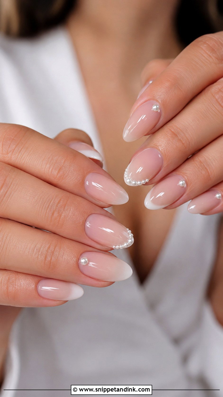 Pearl Accent Bridal Nails - Snippet and Ink - 30 Bridal Nail Art Designs Wedding Day
