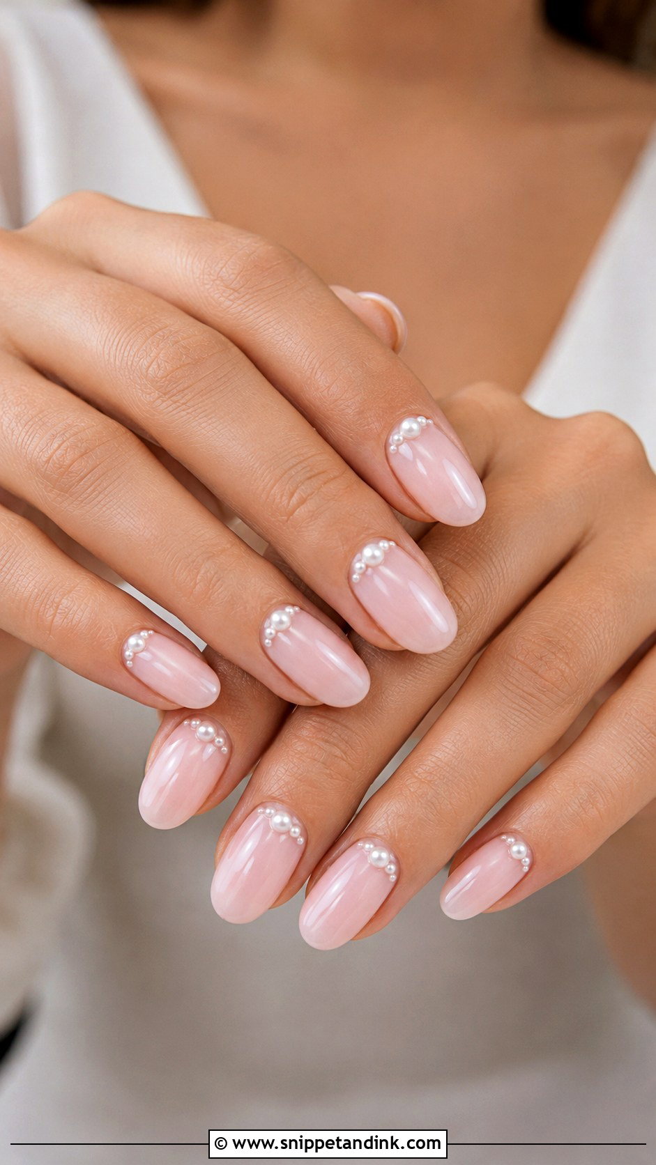 Pearl Accent Bridal Nails - Snippet and Ink - 30 Bridal Nail Designs