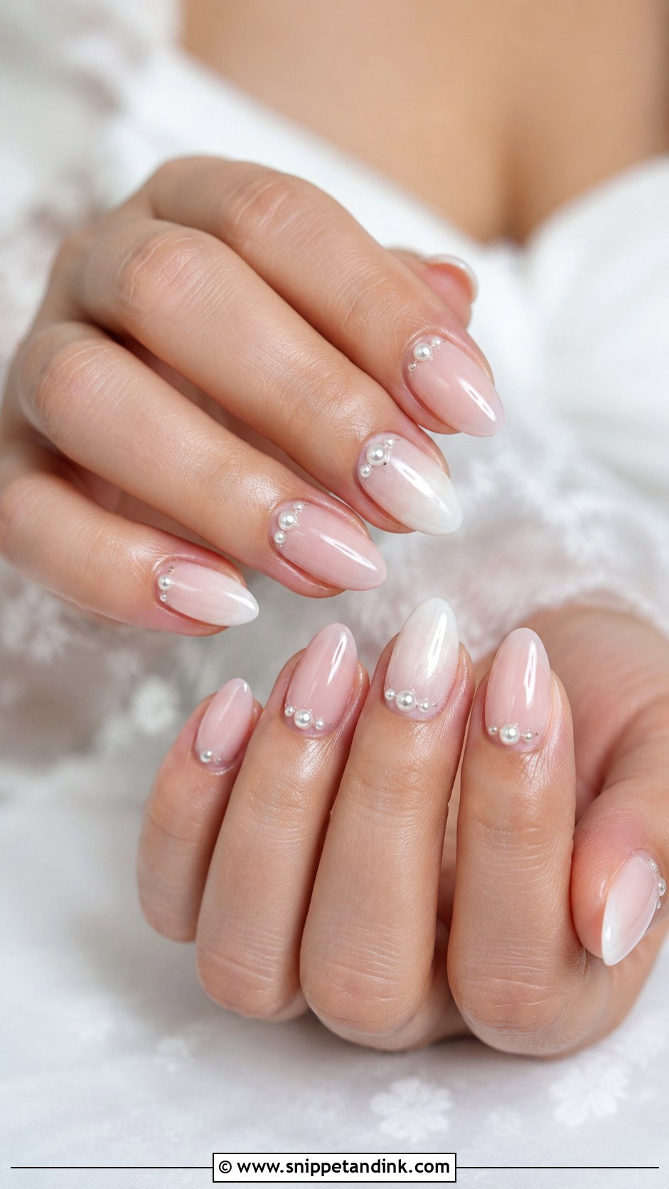 Pearl Accent Bridal Nails - Snippet and Ink - 20 Bridal Nail Polish Ideas