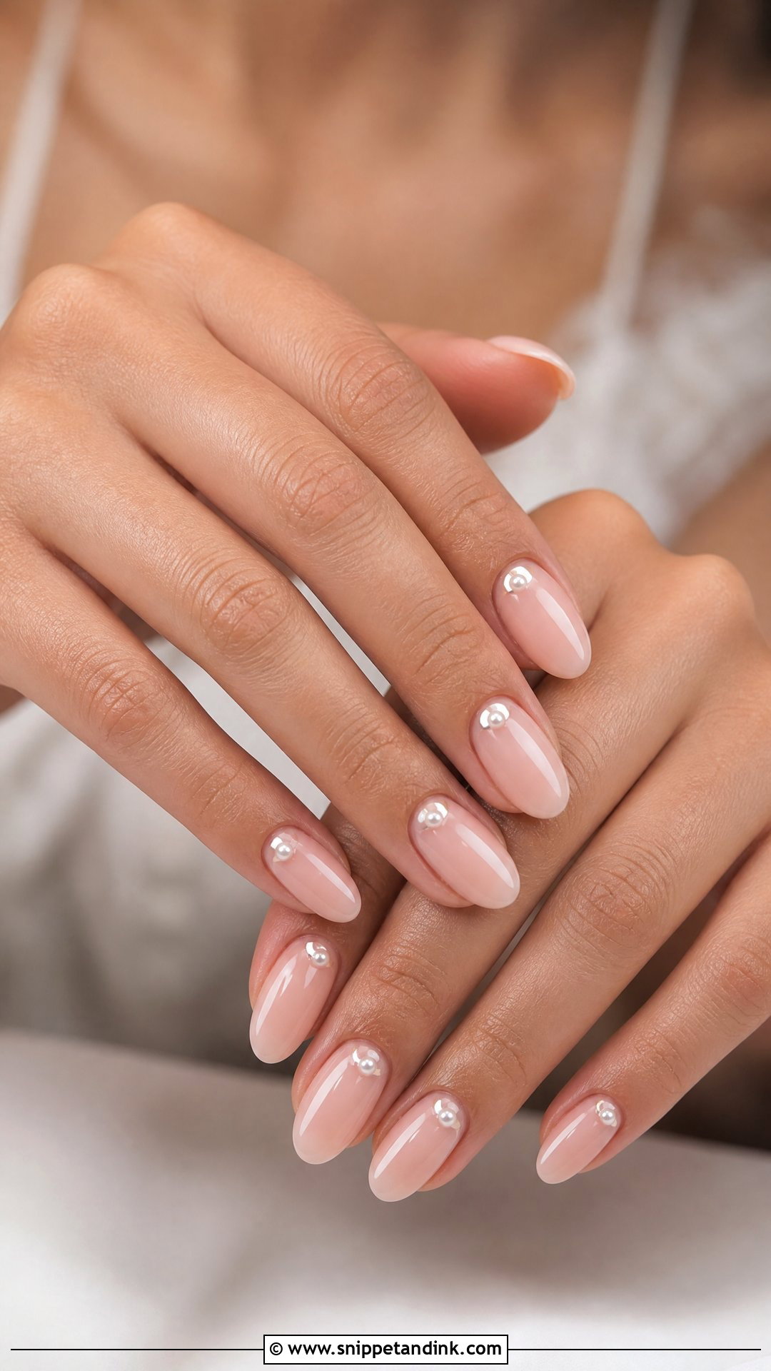 Pearl Accent Bridal Nails - Snippet and Ink - 35 Bridal Nail Art Ideas