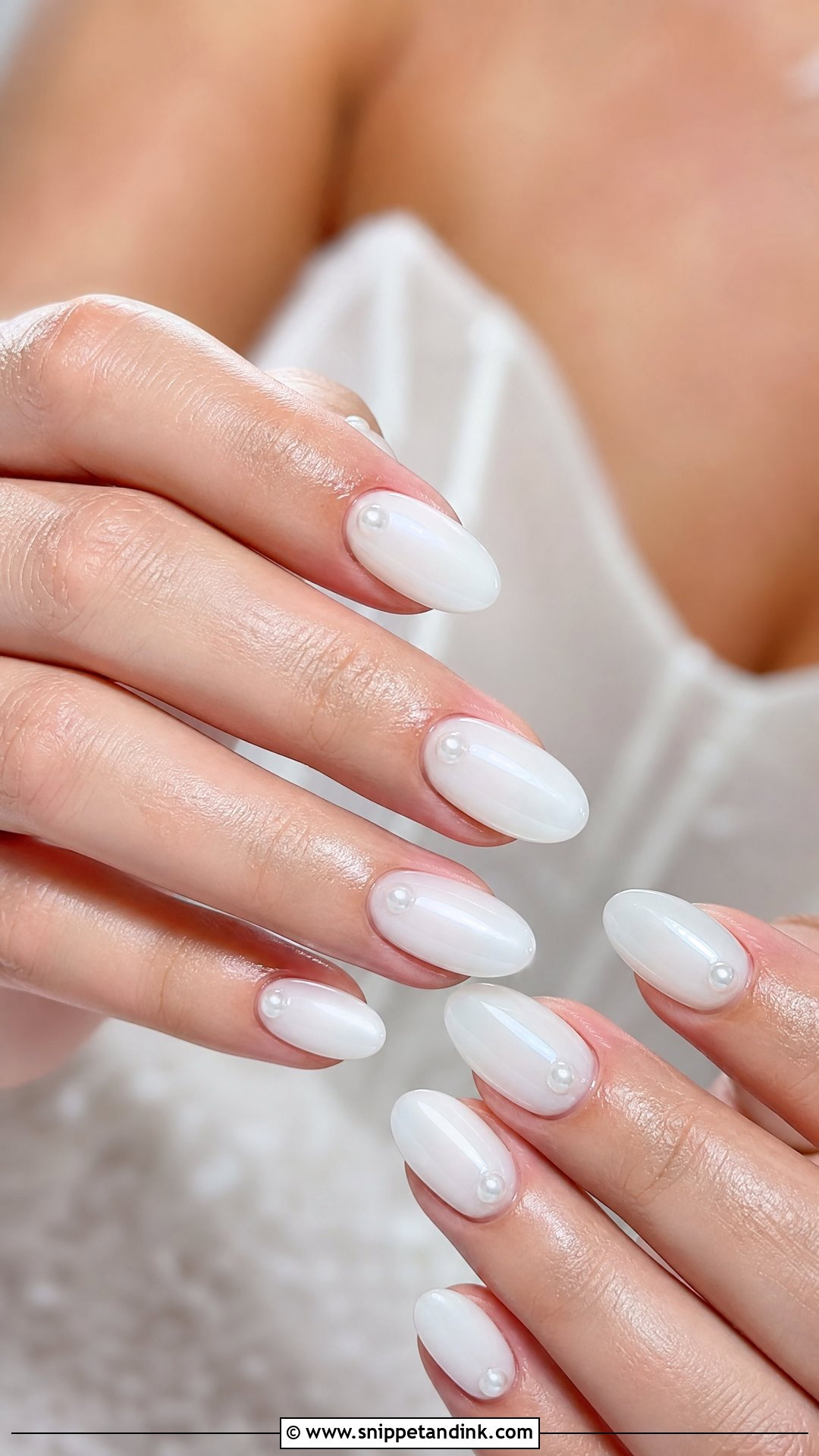 Pearl Accent Bridal Nails - Snippet and Ink - 35 Classy Bridal Wedding Nails for Bride