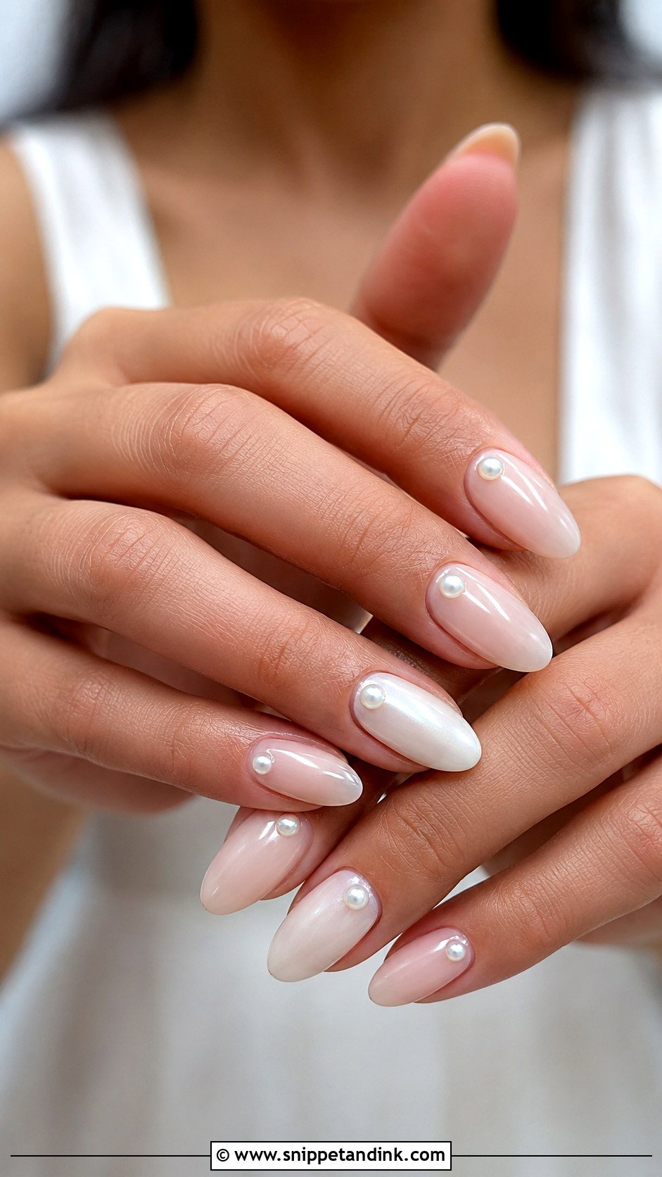 Pearl Accent Bridal Nails - Snippet and Ink - 20 Bridal Wedding Nail Designs
