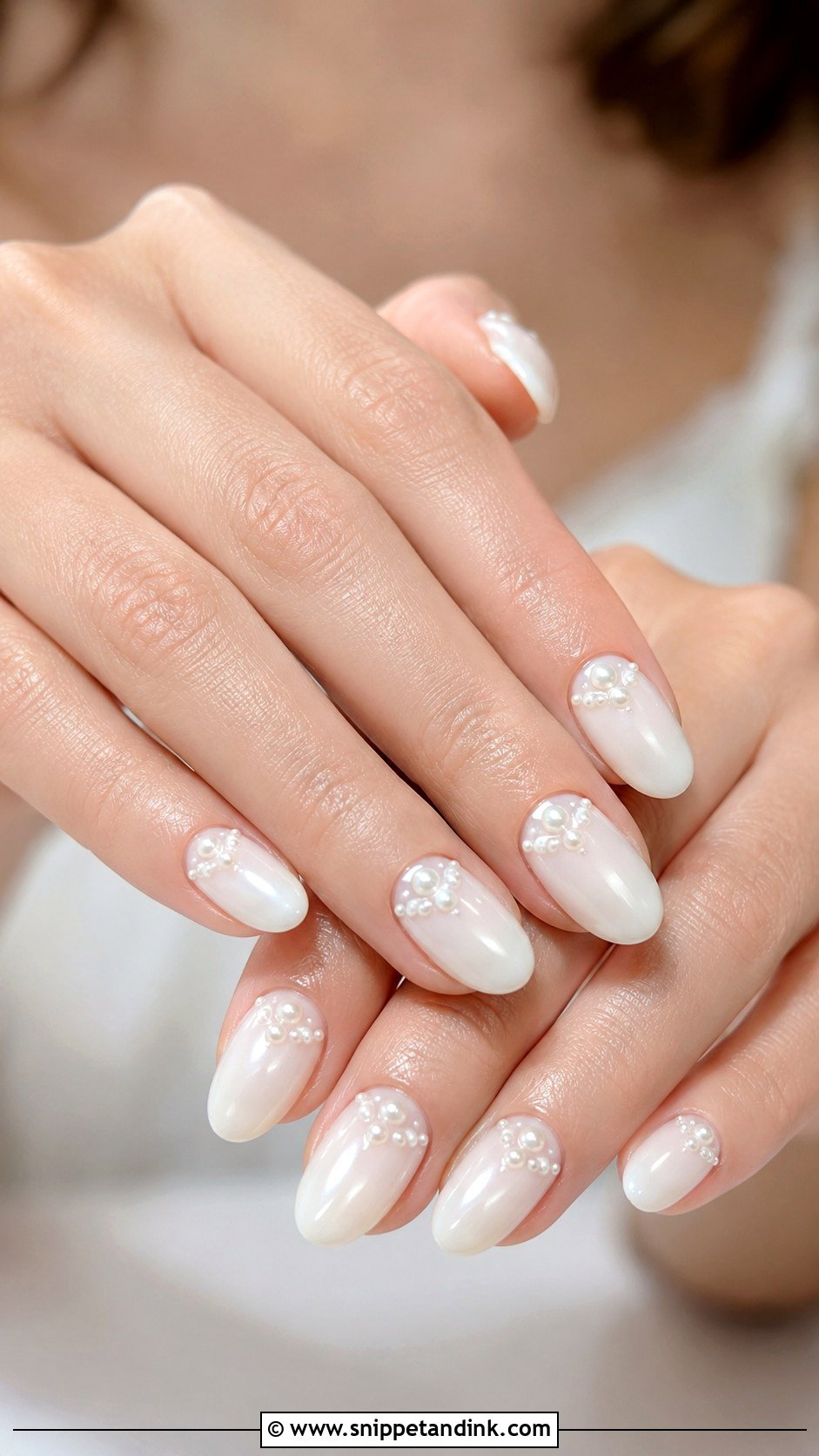 Pearl Accent Bridal Nails - Snippet and Ink - 20 Classic Bridal Nails